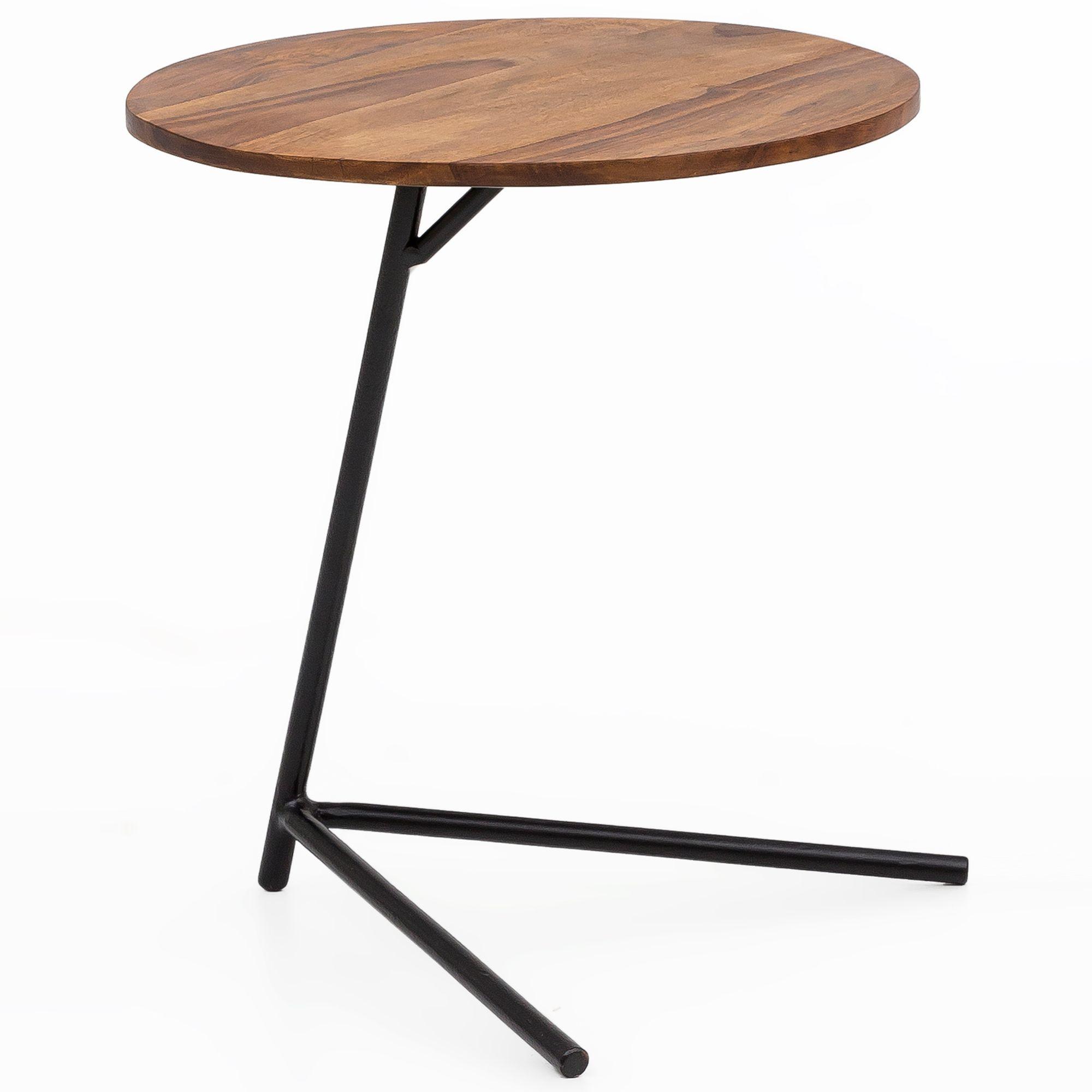 BEISTELLTISCH – Massivholz Metall große Platte Industrial - Schwarz/Braun, Holz/Metall (40/40/46cm) - KADIMA DESIGN