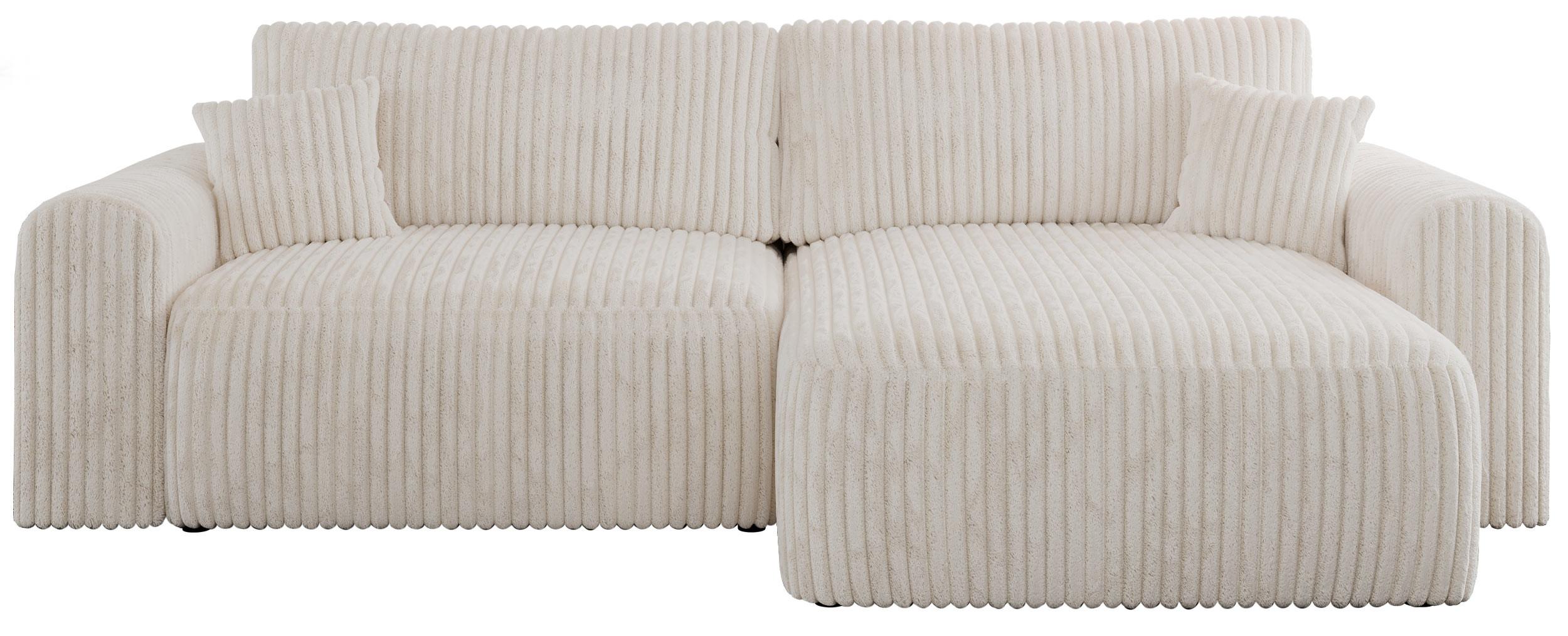 ECKSOFA NELSON Beige Cord - Beige/Schwarz, Kunststoff/Textil (274/152cm) - MKS