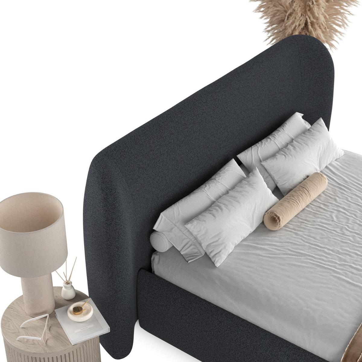 POLSTERBETT Bellano mit Stauraum 160/200 cm Anthrazit im Riva Stoff - Anthrazit/Schwarz, Holz/Holzwerkstoff (160/200cm) - AltaBeds