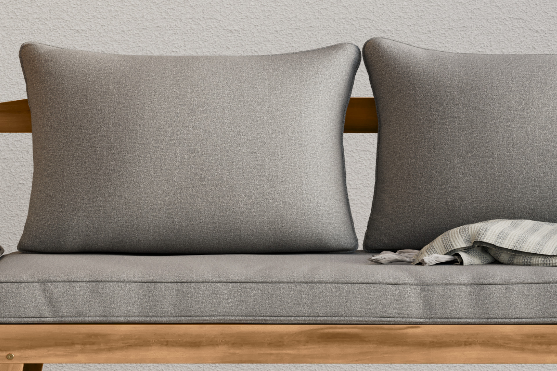 Gartenbank Kissen und Auflagen Grau Bezug abnehmbar und waschbar Outdoorstoff