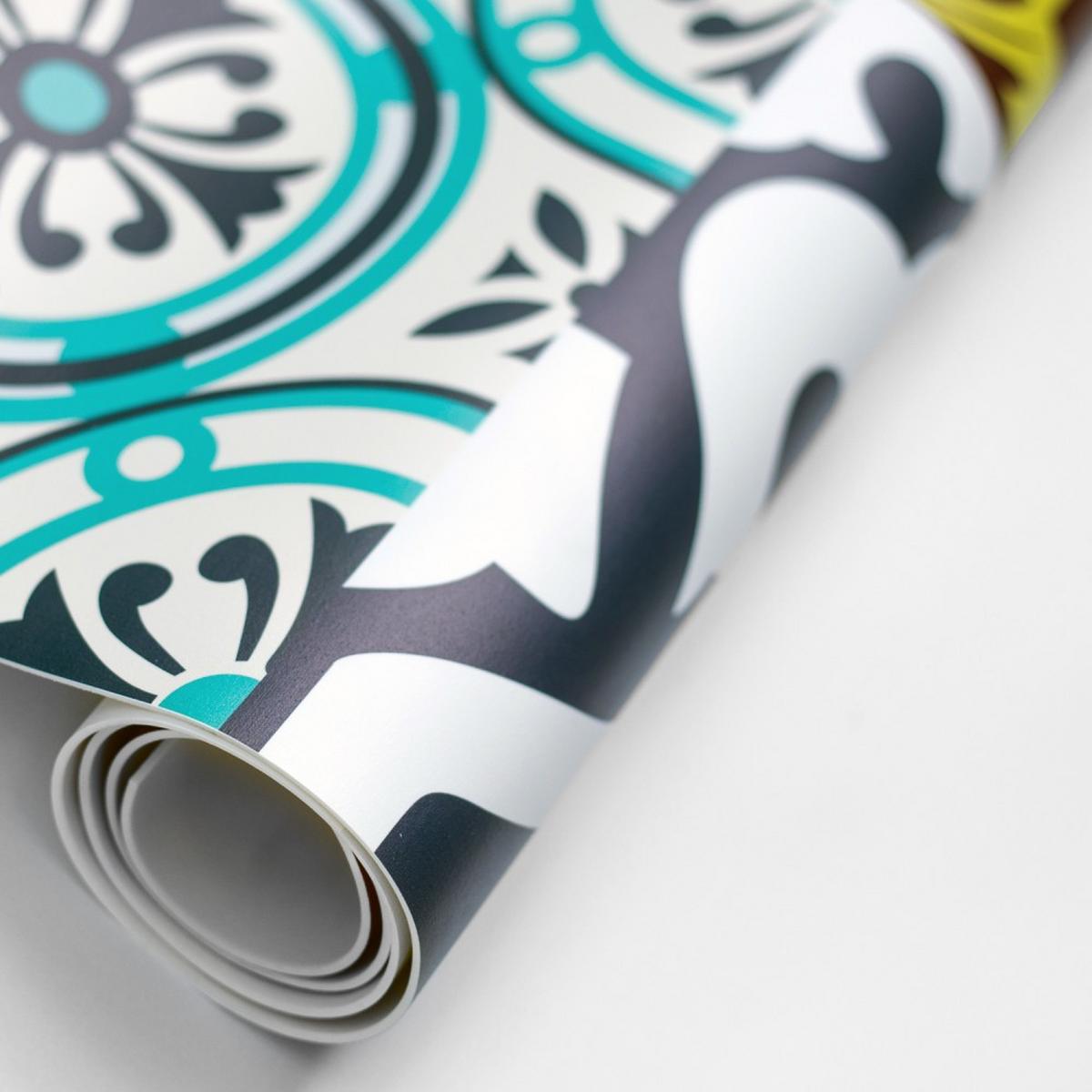 VINYL TEPPICH Ø60 cm Portugiesische Fliesen - Blau/Beige, Kunststoff (60/60cm) - TULUP