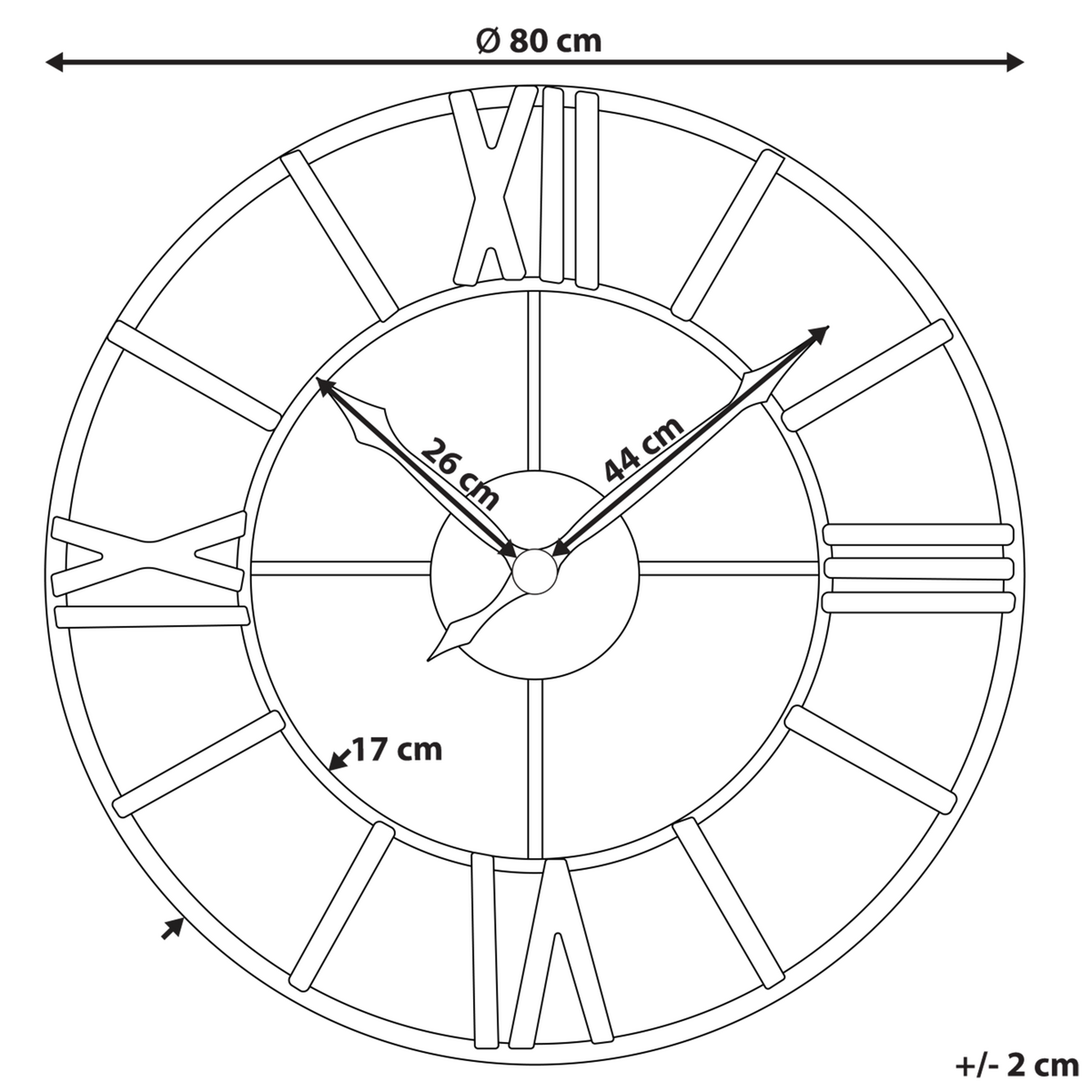 WANDUHR Metall schwarz/gold Valsot - Schwarz, Metall (80/80/3cm) - Beliani