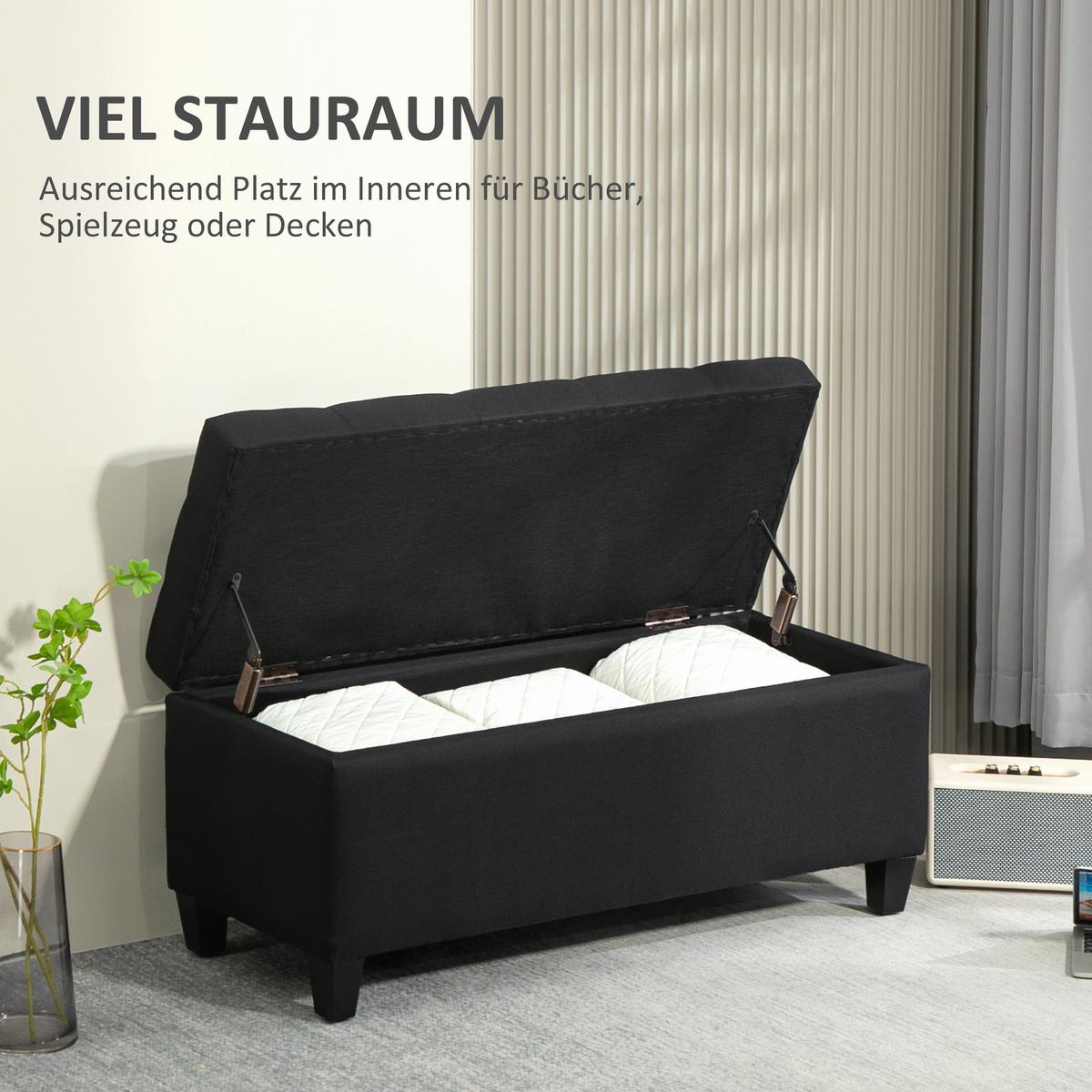 TRUHENBANK Polyester Holz Schwarz - Schwarz, Holz/Kunststoff (40/44/100cm) - HOMCOM