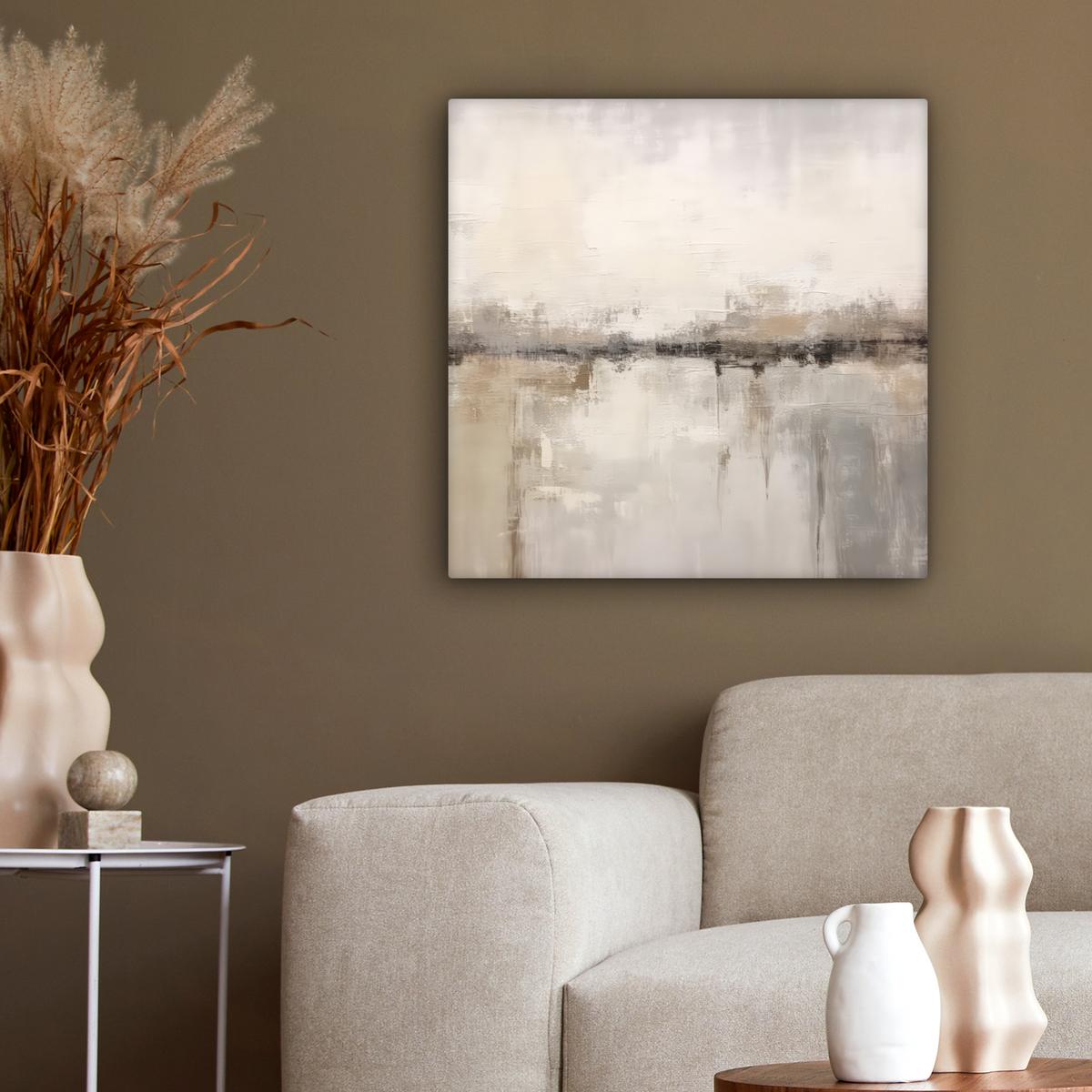 LEINWANDBILD Moderne Kunst - Abstrakt - Beige Wandbild Wohnzimmer 50x50 cm - Beige, Textil (50/50cm) - MuchoWow