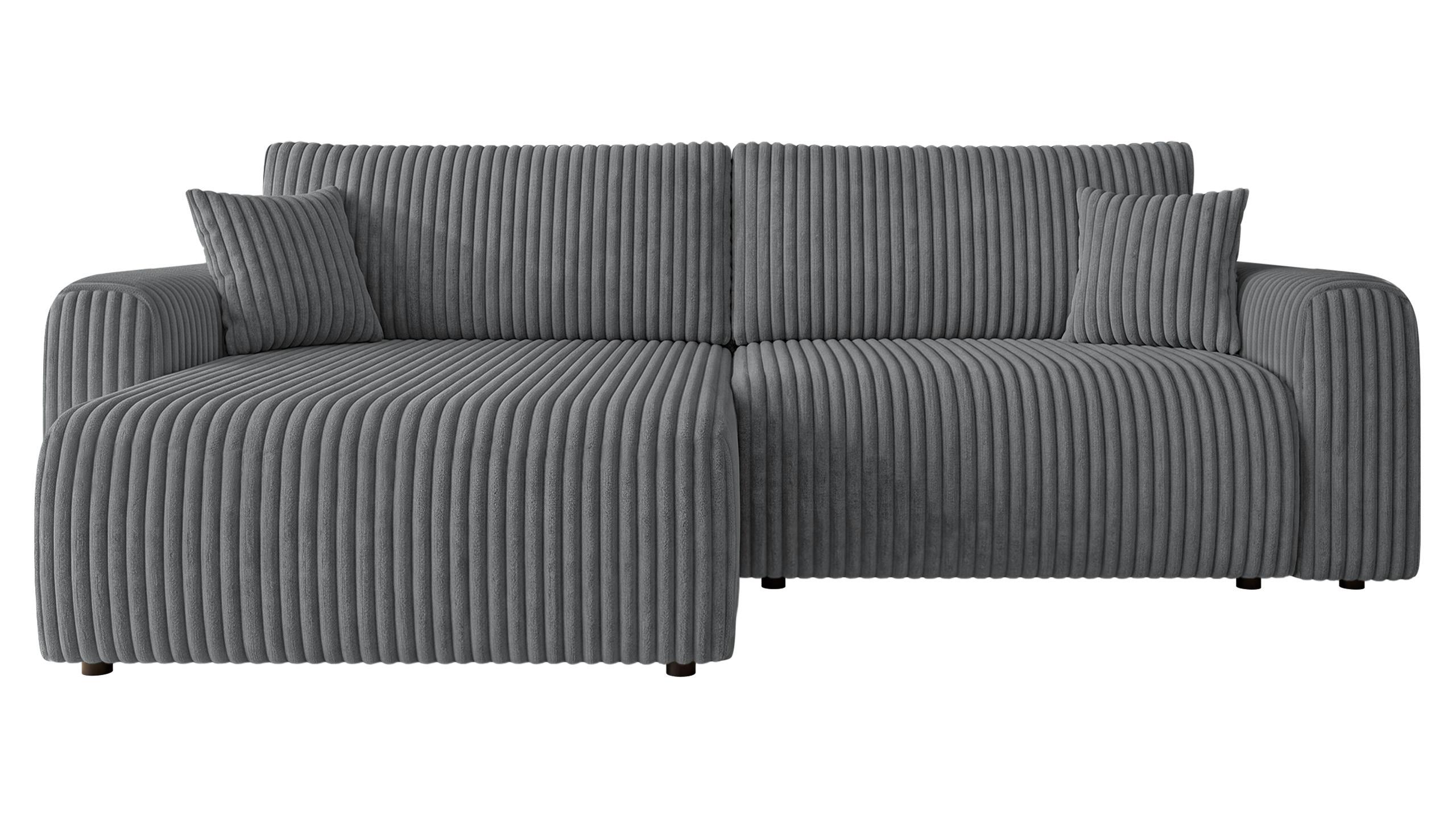 ECKSCHLAFSOFA Floryn L Cord Bis - Schwarz/Grau, Holz/Kunststoff (245/145cm) - MIRJAN24