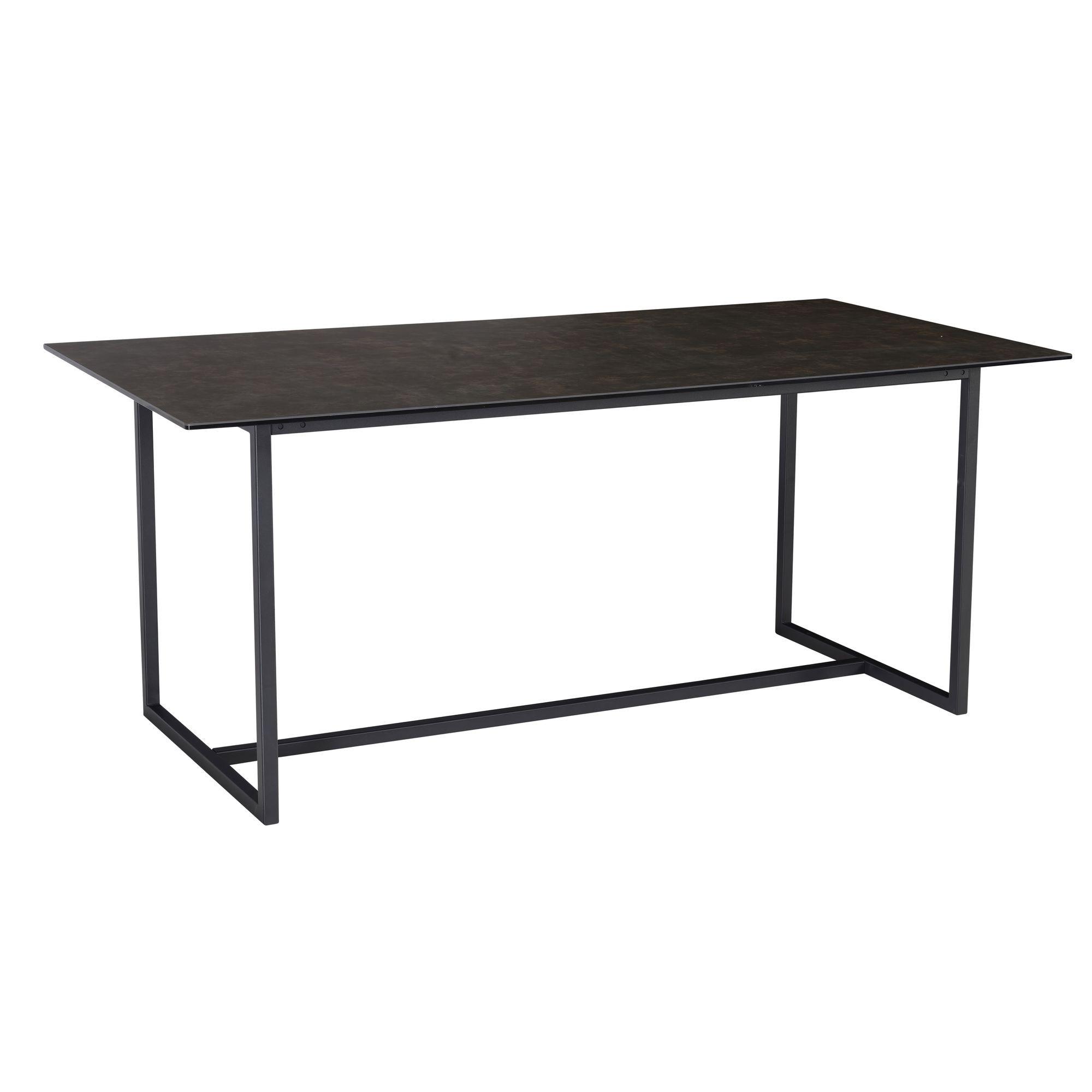 ESSTISCH Glas Keramik Marmoroptik Designer 180x90 ARCTIC, Schwarz 180x90x76 cm - Schwarz, Glas/Metall (90/180/76cm) - KADIMA DESIGN