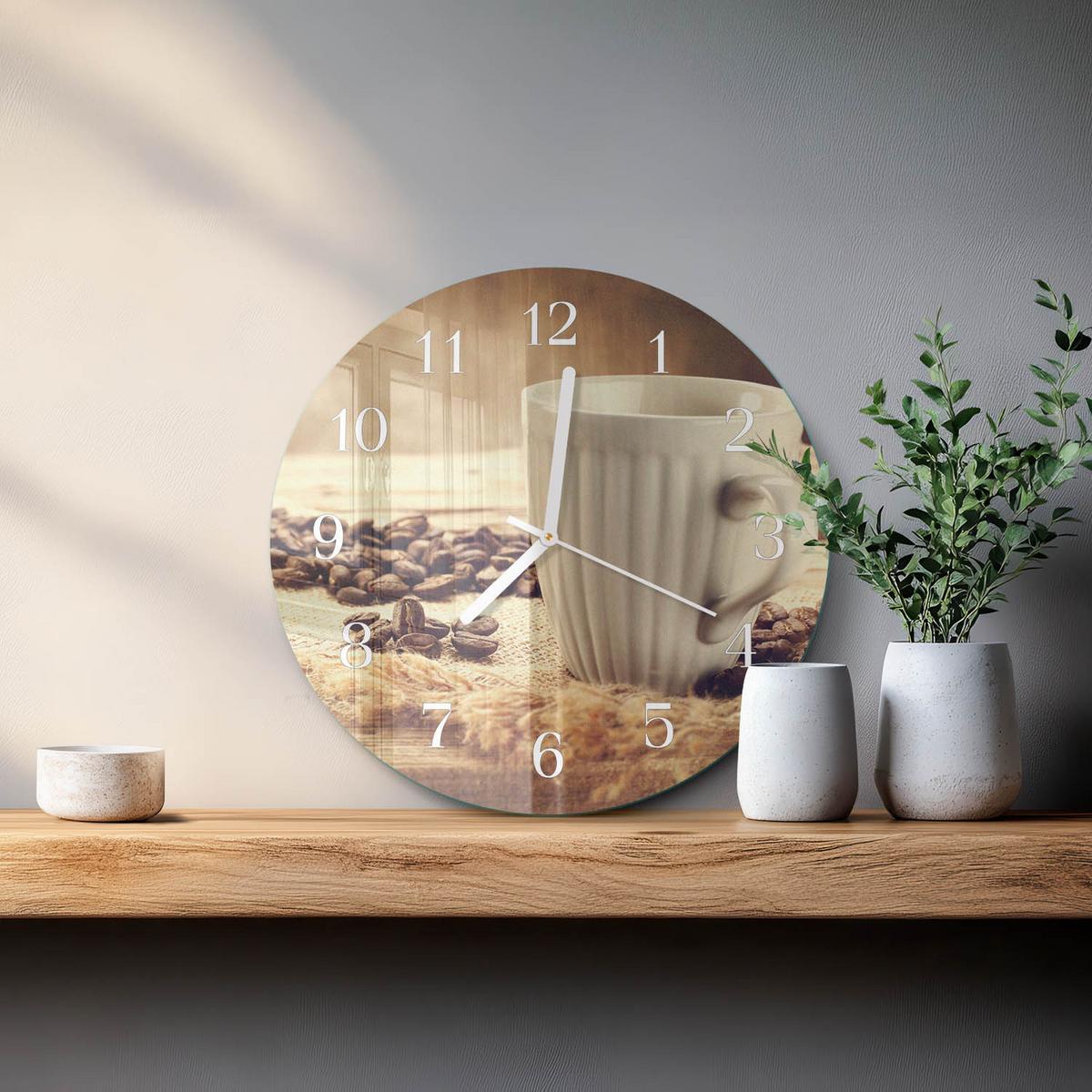 WANDUHR aus Glas Ø30 cm - Kaffee - Braun, Glas (30/30/0.4cm) - TULUP