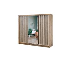 SCHWEBETÜRENSCHRANK DRAVEN 250/215/60,5 cm 3-türig mit Spiegel Eiche Wotan - Eiche Wotan/Weiß, Holzwerkstoff (250/215/60.5cm) - MASSENO