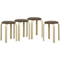 HOCKER 4er Set Holzwerkstoff Braun - Braun/Naturfarben, Birkenholz/Holzwerkstoff (40/45/40cm) - HOMCOM