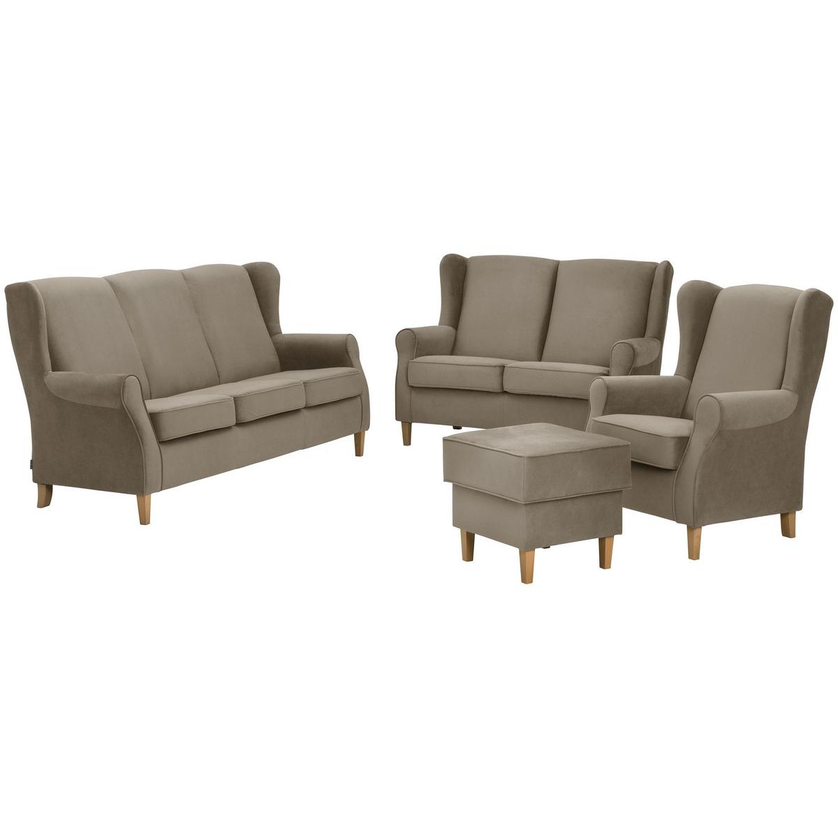 SOFA 3-Sitzer Karlen Flachgewebe hellbraun - Hellbraun, Kunststoff (193/103/86cm) - 58aufmkessel