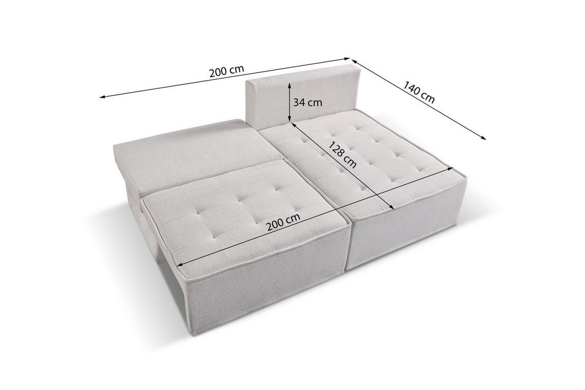 ECKSOFA Schlafsofa Amalia In Raven - Taupe, Holzwerkstoff/Textil (200/140cm) - Fun Möbel