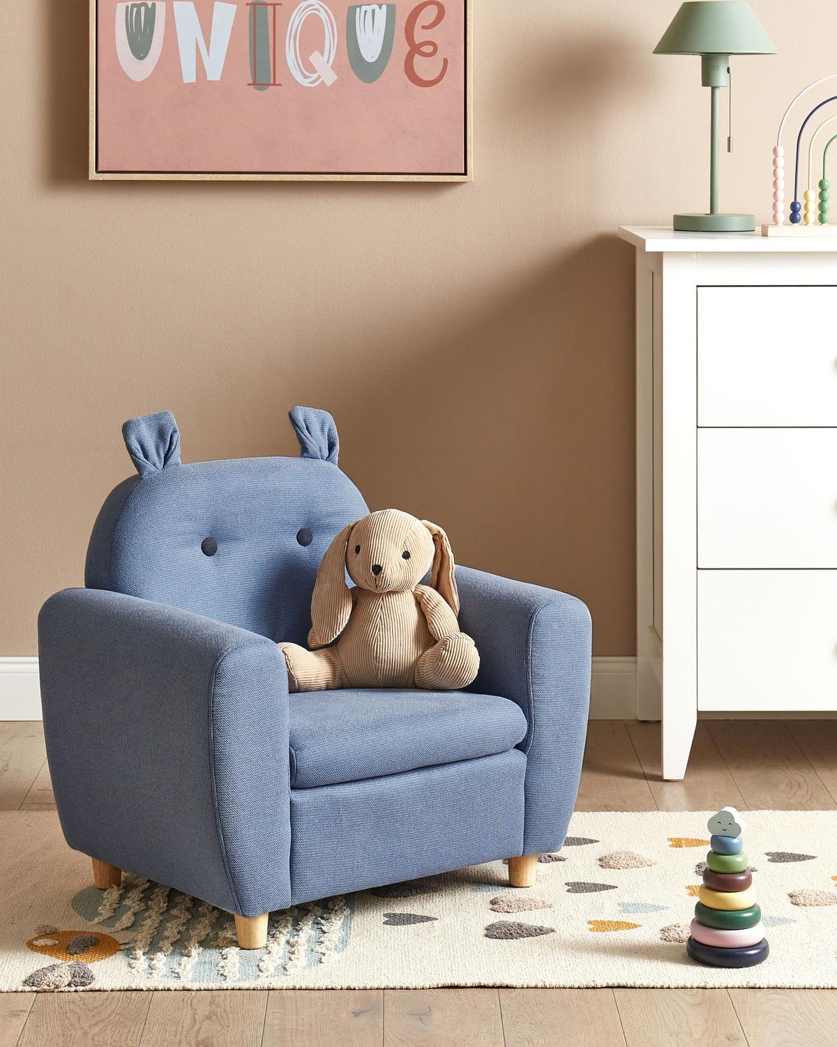 KINDERSESSEL Nilpferd Stoff Blau Maribo - Blau, Textil (61/59/44cm) - Beliani