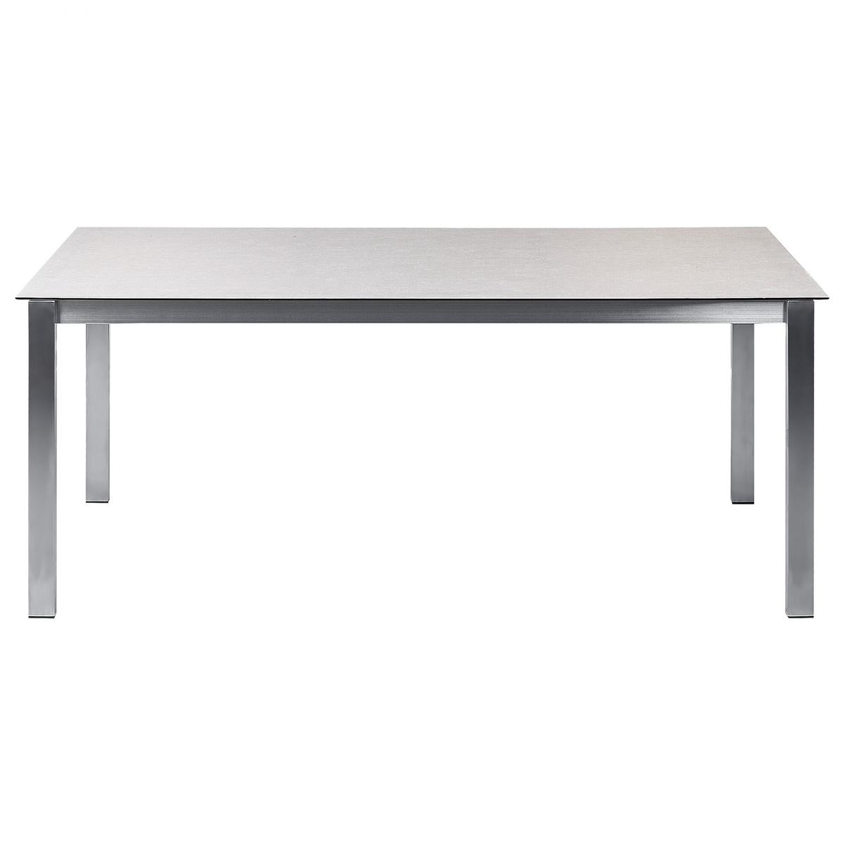 GARTENTISCH Keramik-Glas weiß 180/90 cm Cosoleto - Silberfarben/Weiß, Glas (180/90/75cm) - Beliani