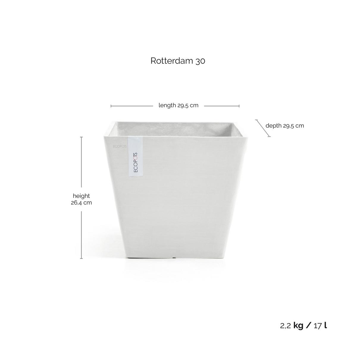 BLUMENTOPF Rotterdam 29,5/29,5/26,4 cm Weiß - Weiß, Kunststoff (29.5/26.4cm) - Ecopots