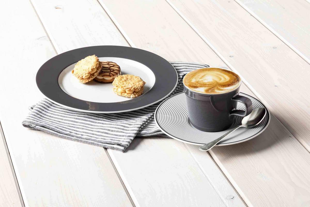 CAPPUCCINO-/TEETASSEN No Limits Moments weiß-grau 0,26 l 6er Set - Weiß/Grau, Keramik (0.26L) - Seltmann Weiden