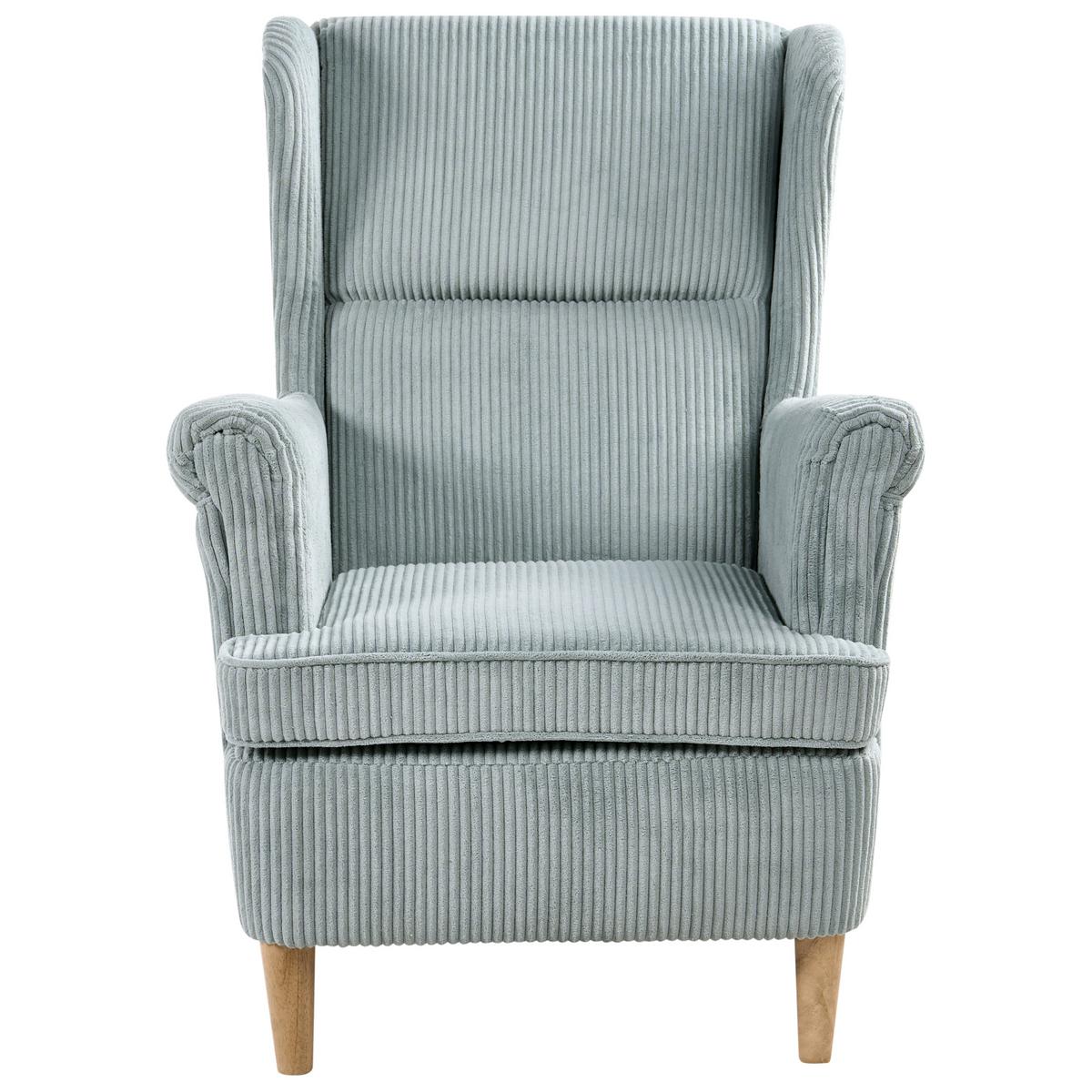 OHRENSESSEL Hellbraun Abson - Blau/Hellbraun, Textil (64/100/65cm) - Beliani