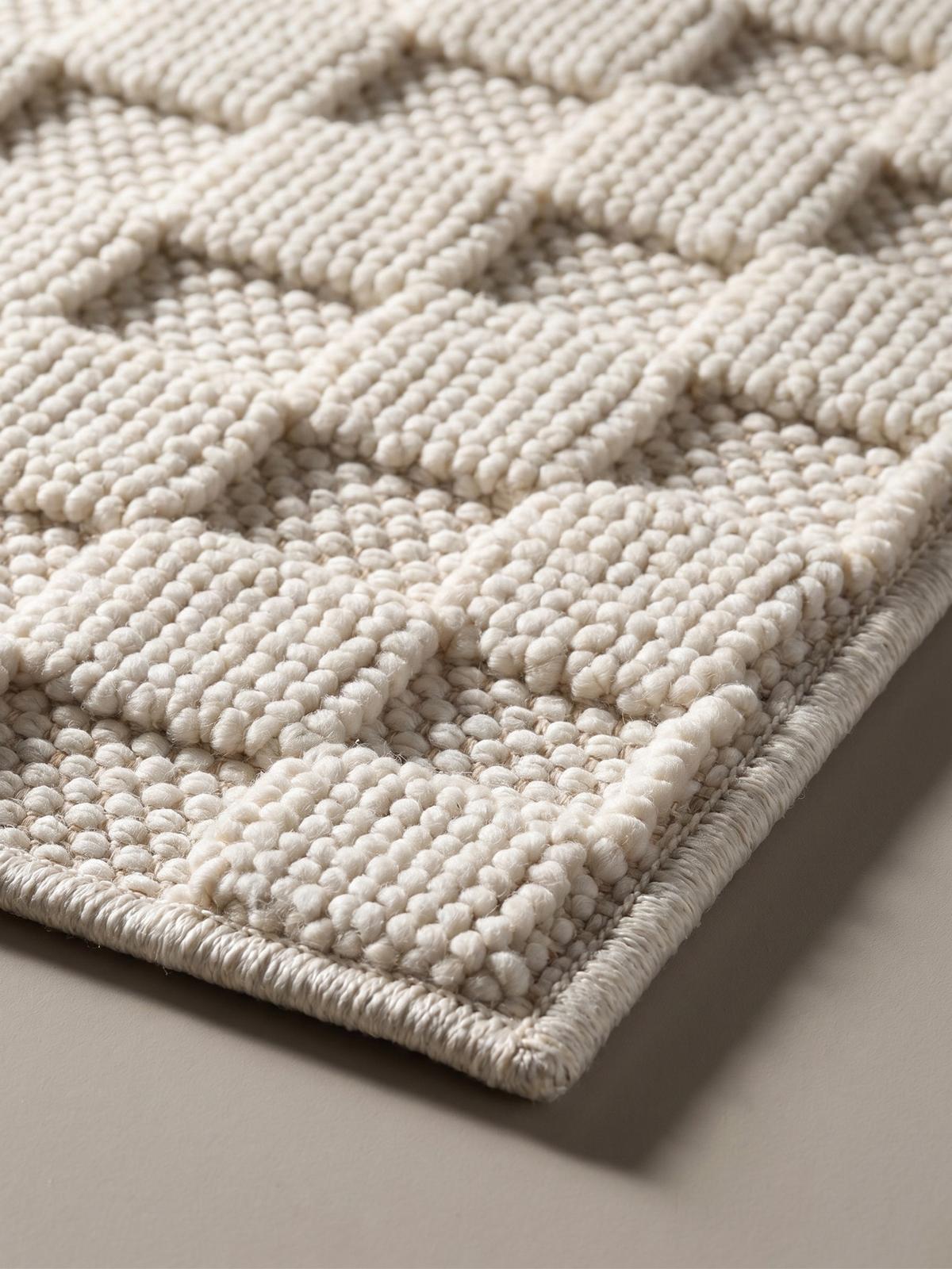 TEPPICH Flachgewebe LANGAU in Creme, mit Schachbrettmuster, 140 x 200 cm - Creme, Textil (140/200cm) - KADIMA DESIGN
