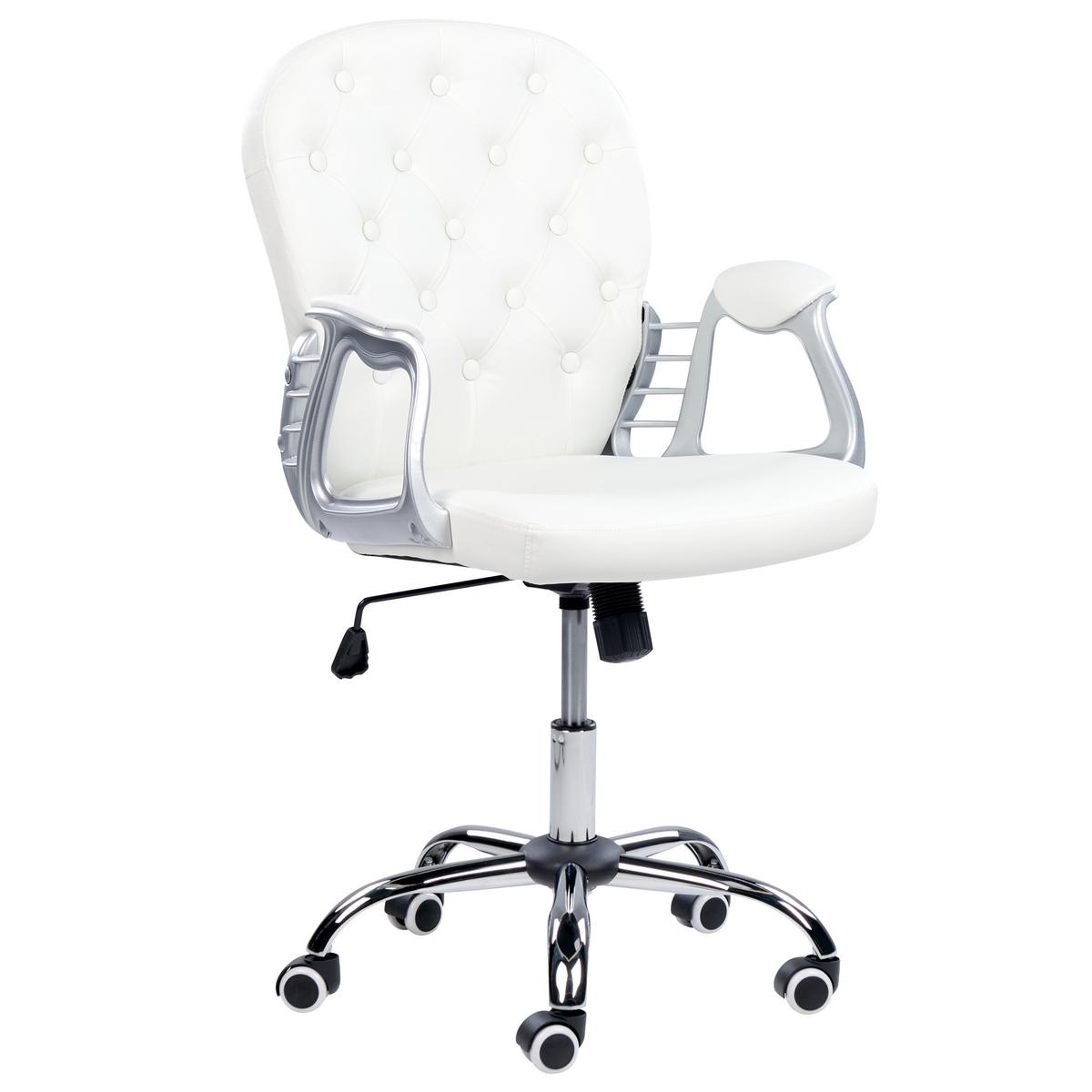 BÜROSTUHL Kunstleder Weiß Princess - Weiß, Textil/Metall (60/98/60cm) - Beliani