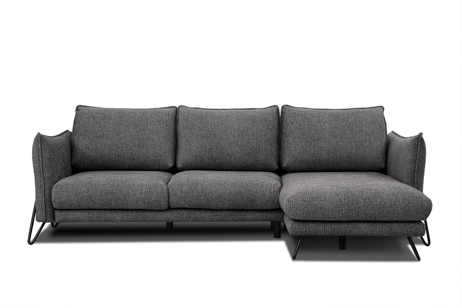 ECKSOFA HOSTEN 4-Sitzer, anthrazit - Anthrazit/Schwarz, Holzwerkstoff/Textil (269/158cm) - Wozimo