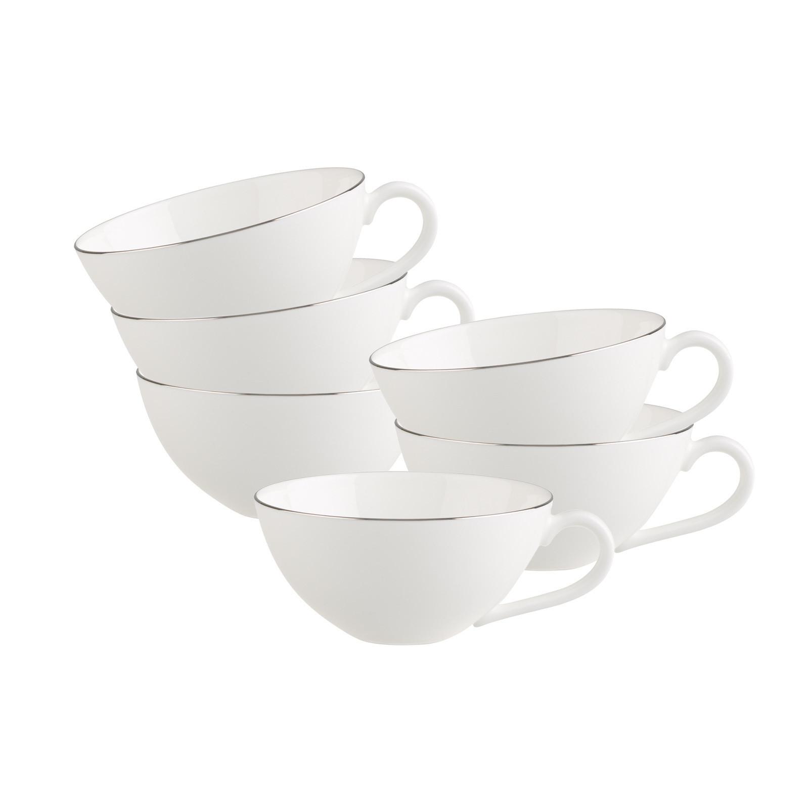 TEETASSEN Anmut Platinum No.1 weiß 140 ml 6er Set - Weiß, Keramik (0.14L) - Villeroy & Boch