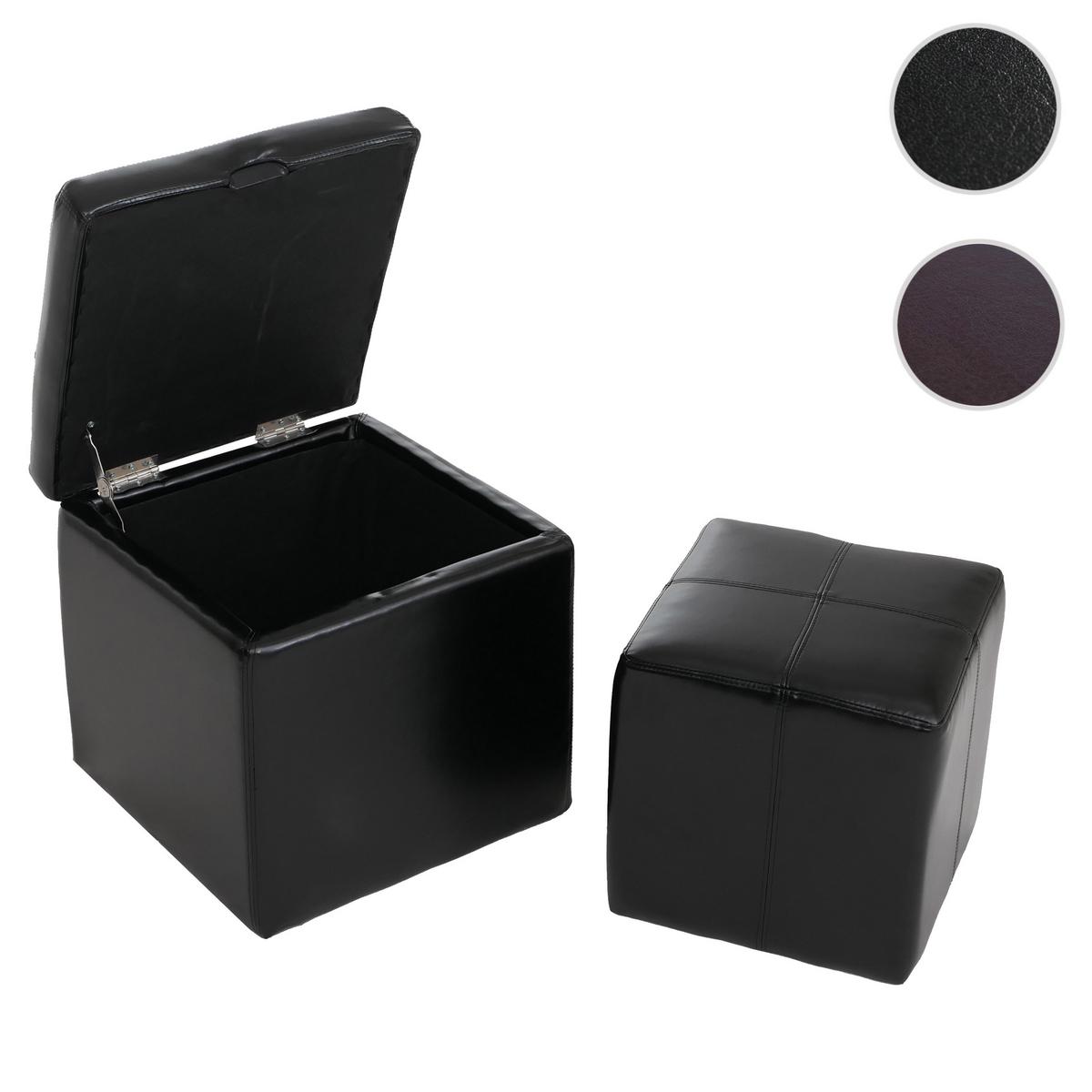 SITZHOCKER Schwarz 2er-Set - Schwarz, Leder (44/45/44cm) - MCW