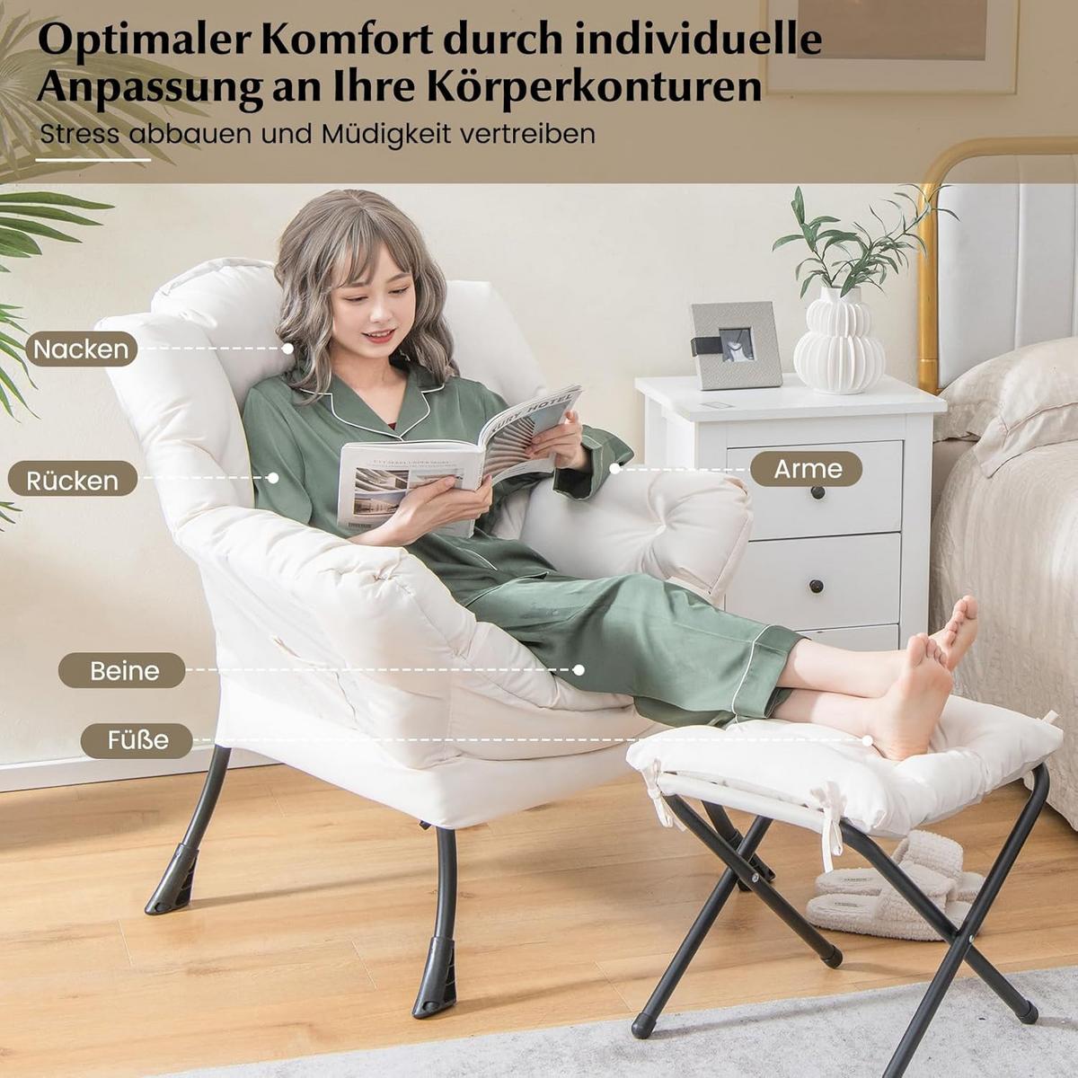 RELAXSESSEL 95cm Beige - Beige, Textil (81/95/75cm) - COSTWAY