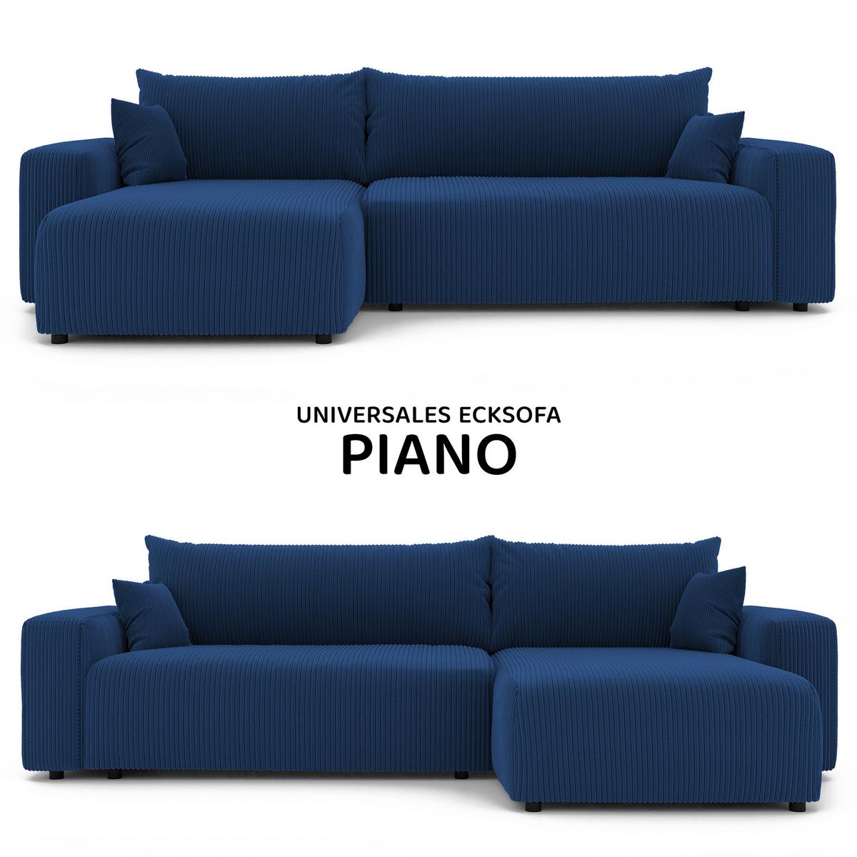 ECKSOFA mit Schlaffunktion und Bettkasten, Blau - Blau, Holzwerkstoff/Textil (145/278cm) - Idohome