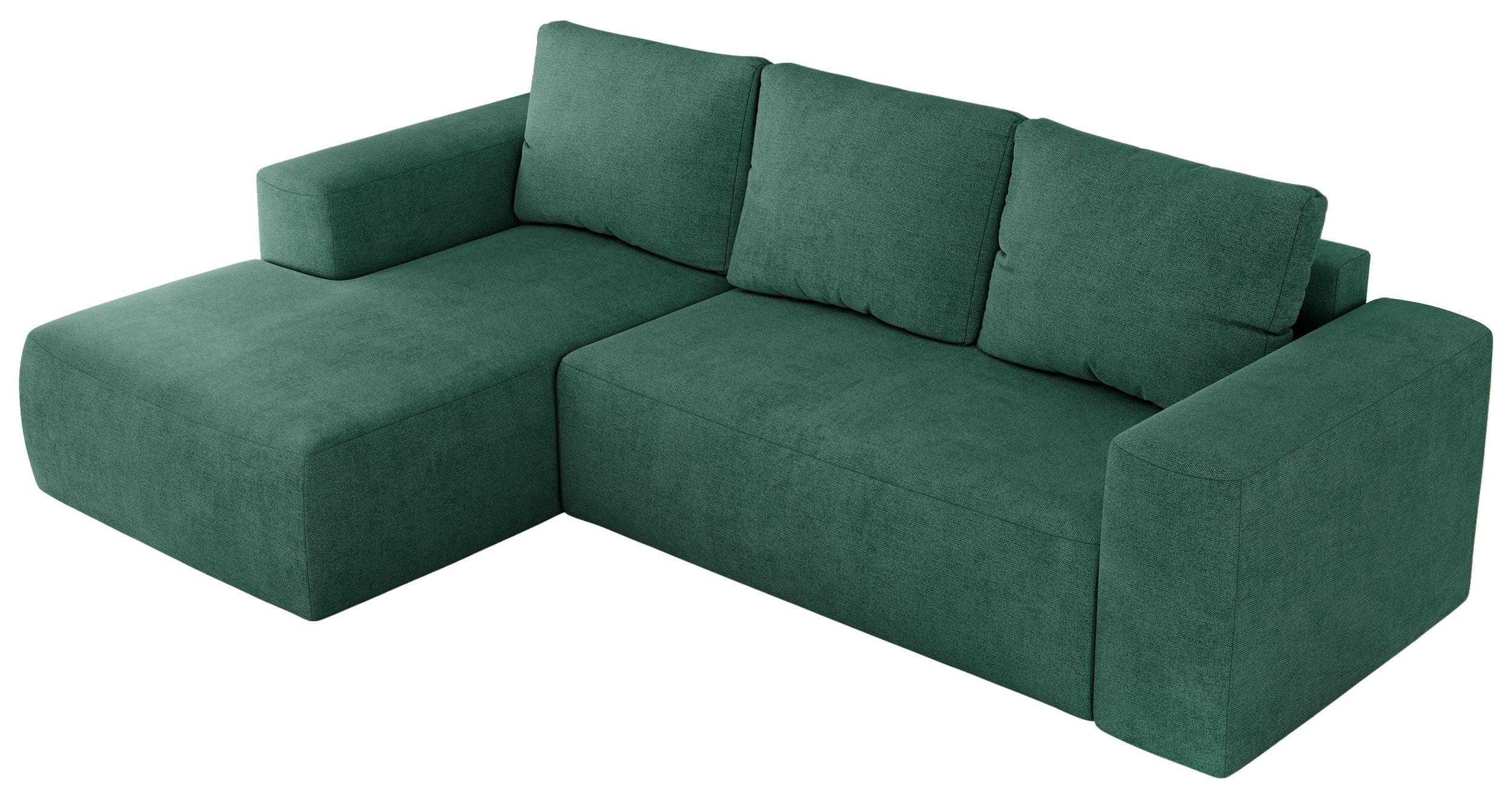 ECKSOFA TRENTINO L Grün Stukture - Links - Schwarz/Grün, Kunststoff/Textil (266/164cm) - MKS
