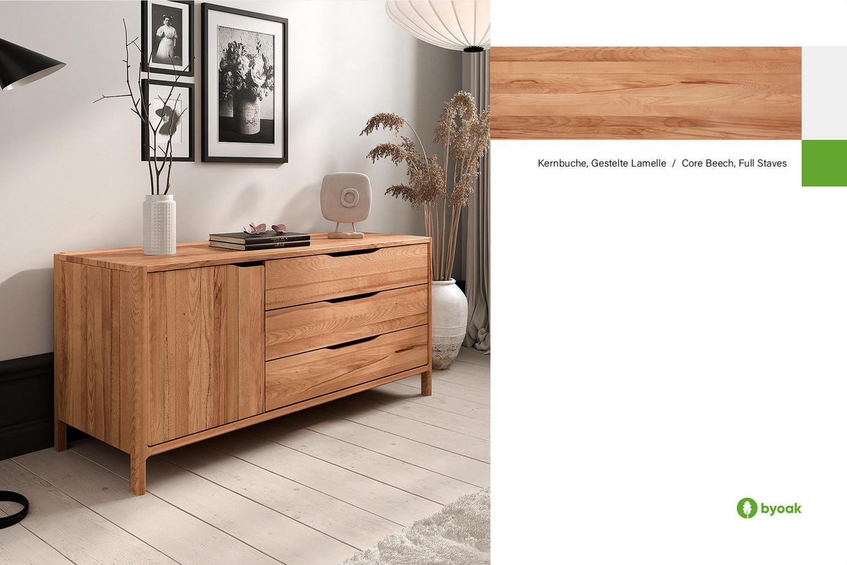 KOMMODE PAUL Kernbuche - Kernbuche, Holz (140/64/50cm) - byoak