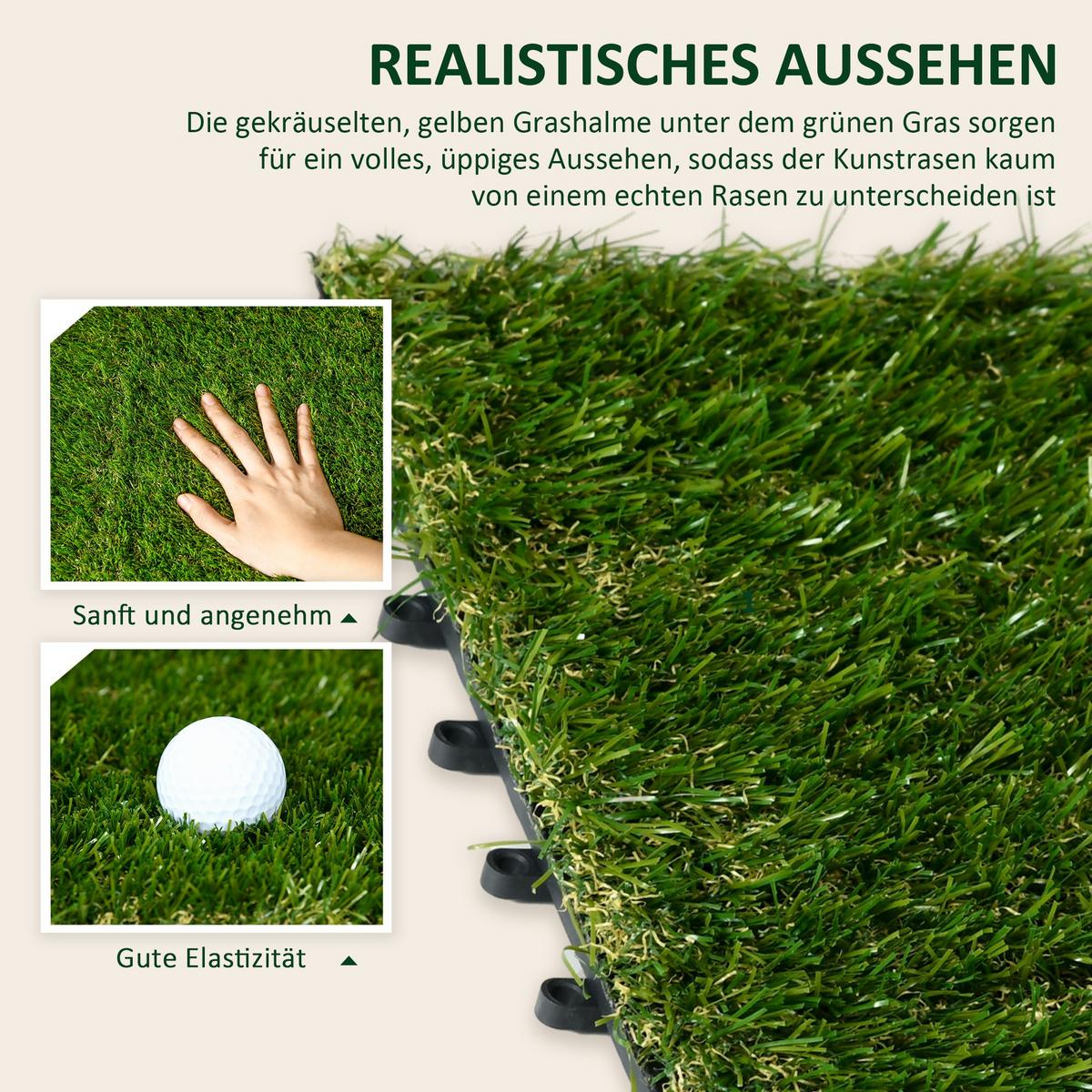 KUNSTRASEN, Dunkelgrün, Kunststoff - Dunkelgrün, Kunststoff (30/30/3.5cm) - Outsunny