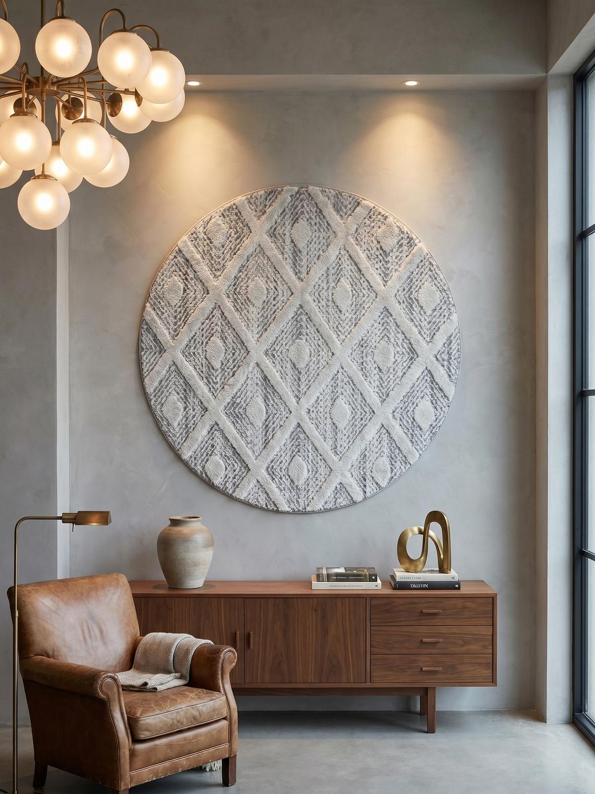 TEPPICH Hochflor EISACK in Grau, geometrisch, aus Polypropylen, Ø 200 cm - Grau, Textil (200/200cm) - KADIMA DESIGN