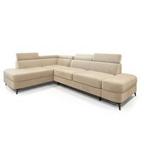 ECKSOFA AVISE M L-S Creme Velours-Stoff mit Schlaffunktion - Creme, Holzwerkstoff/Textil (268/195cm) - MASSENO