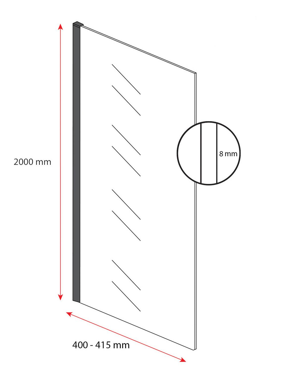 DUSCHWAND Florida - 40 x 200 cm - Chrom - Walk-In Duschabtrennung aus Sicherheitsglas - Chromfarben, Glas (40/200cm) - Badplaats