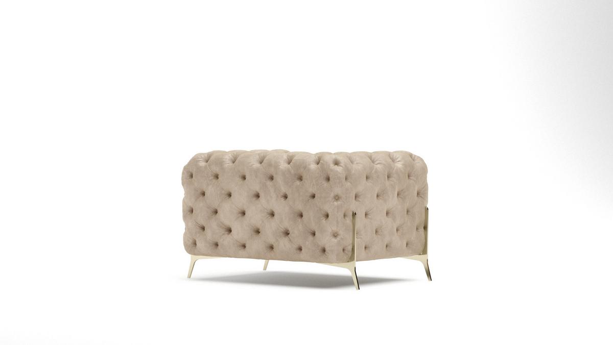 CHESTERFIELD-SESSEL Vertex Beige Samt - Beige/Goldfarben, Holz/Textil (125/75/100cm) - S-Style Möbel