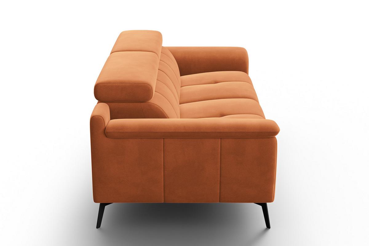 SOFA FIERO 3-Sitzer, Oranger Veloursstoff - Schwarz/Orange, Holz/Textil (212/82/103cm) - Courtois Laville