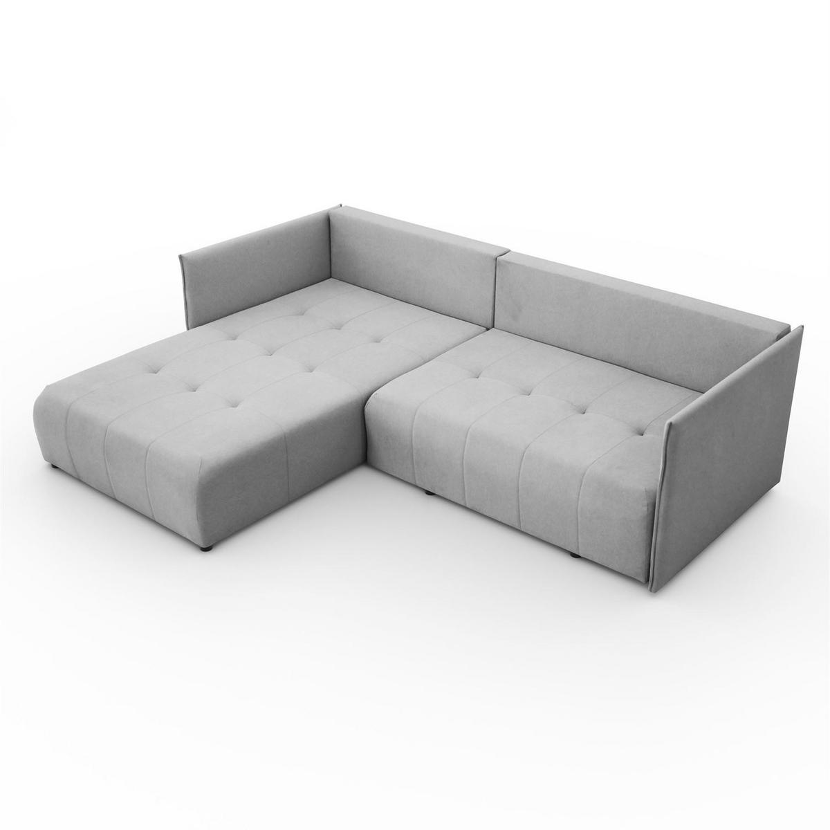 ECKSOFA APOLLO L mit Schlaffunktion und Bettkasten – linke Seite - Grau, Textil (246/188cm) - Lookway