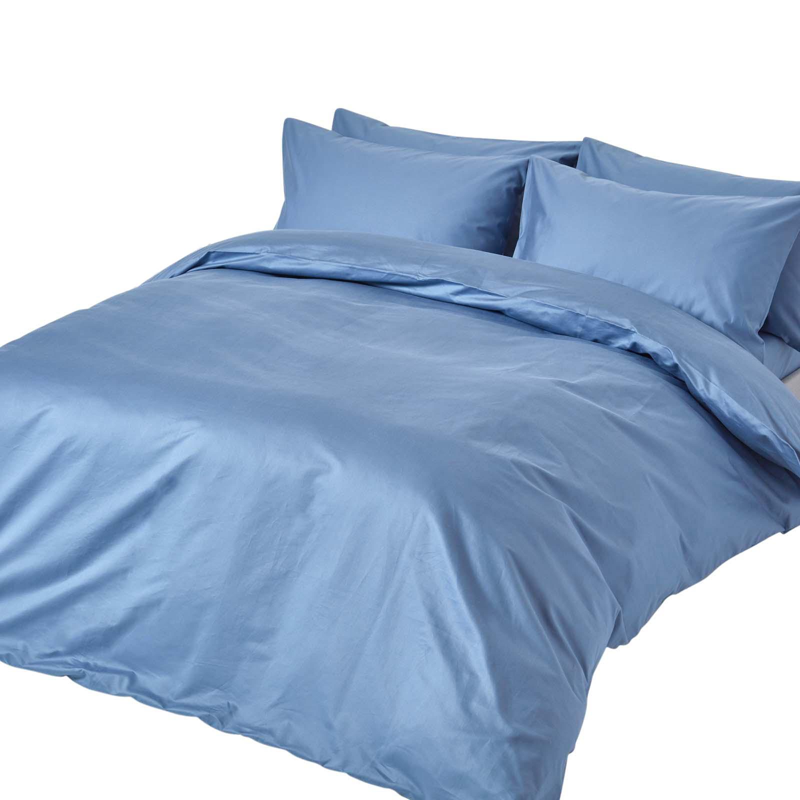BETTWÄSCHE Premium, Ägyptische Baumwolle, Fadendichte 1000 - Blau, Textil (230/220cm) - Homescapes