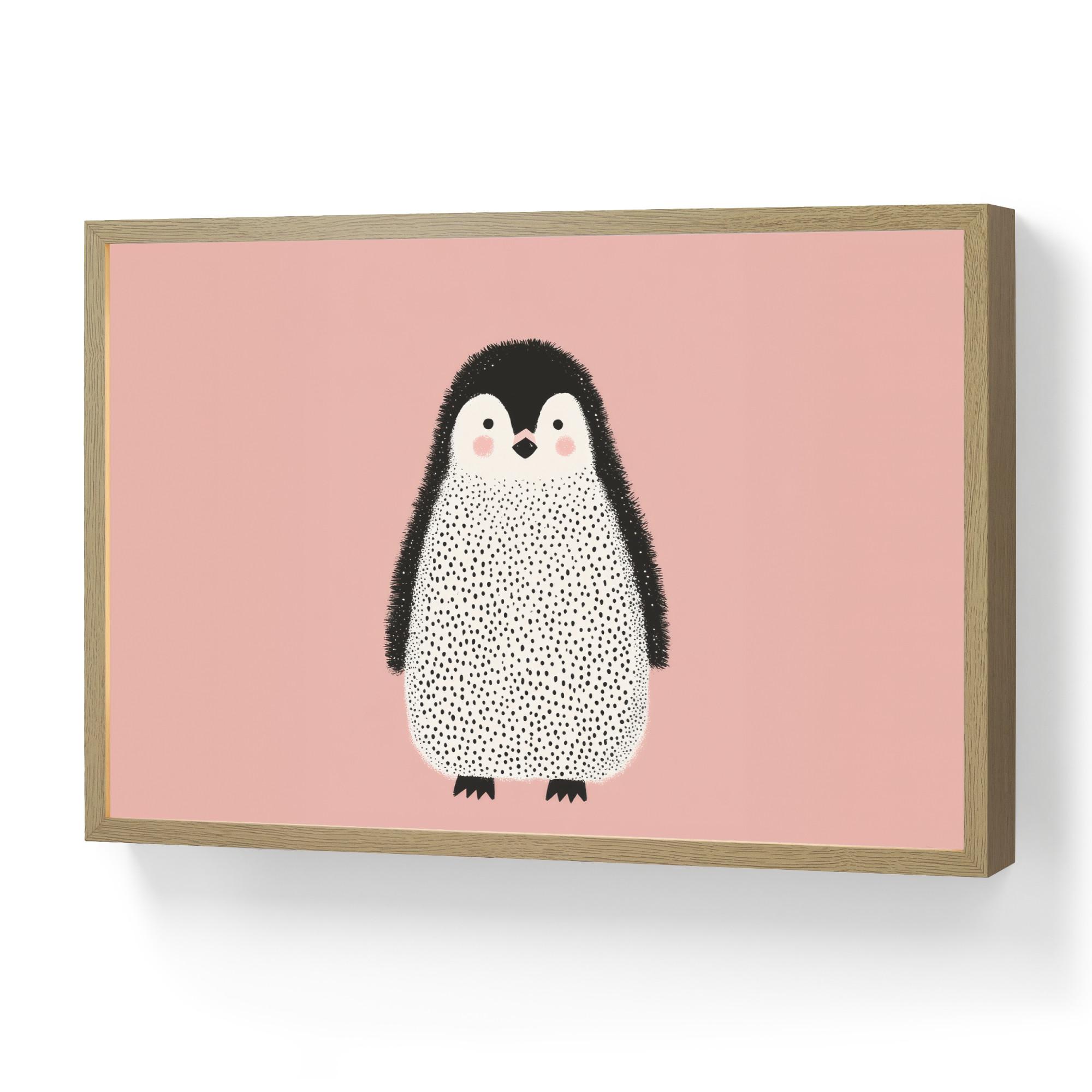 WANDLEUCHTE MIT AKKU Pinguin - Punkte - Minimalistisch - Rosa 60x40 cm - Rosa, Holzwerkstoff (60/40/8cm) - OnlyWow