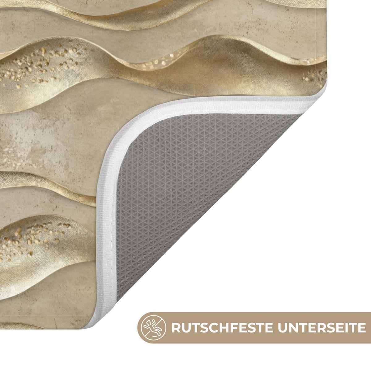 WC-VORLEGER Wellen - Muster - Gold WC Teppich 40x60 cm - Messingfarben, Textil (40/1cm) - OnlyWow