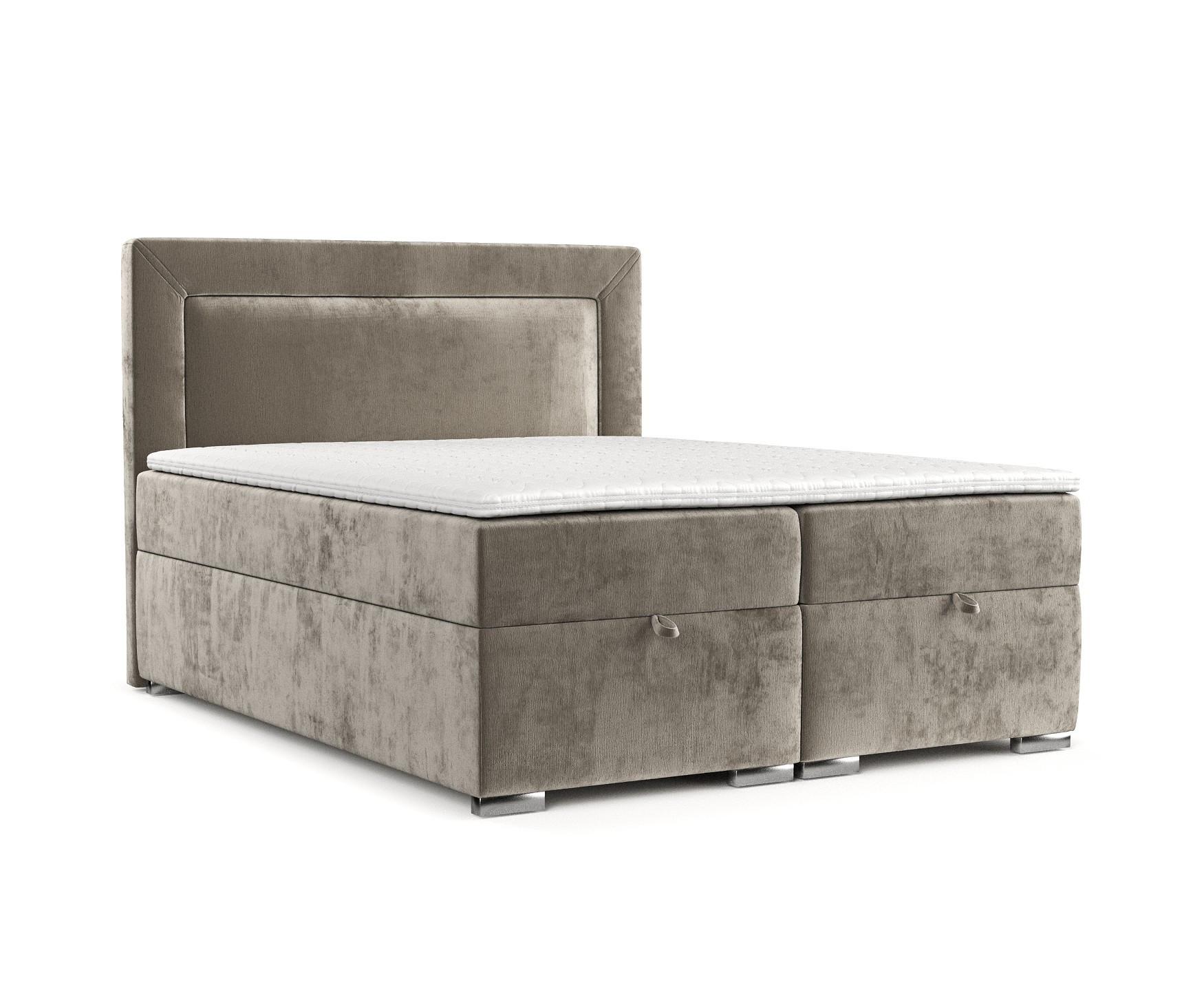 BOXBETT Lontano 180/200 cm Beige im Lotta Stoff - Chromfarben/Beige, Holz/Holzwerkstoff (180/200cm) - AltaBeds