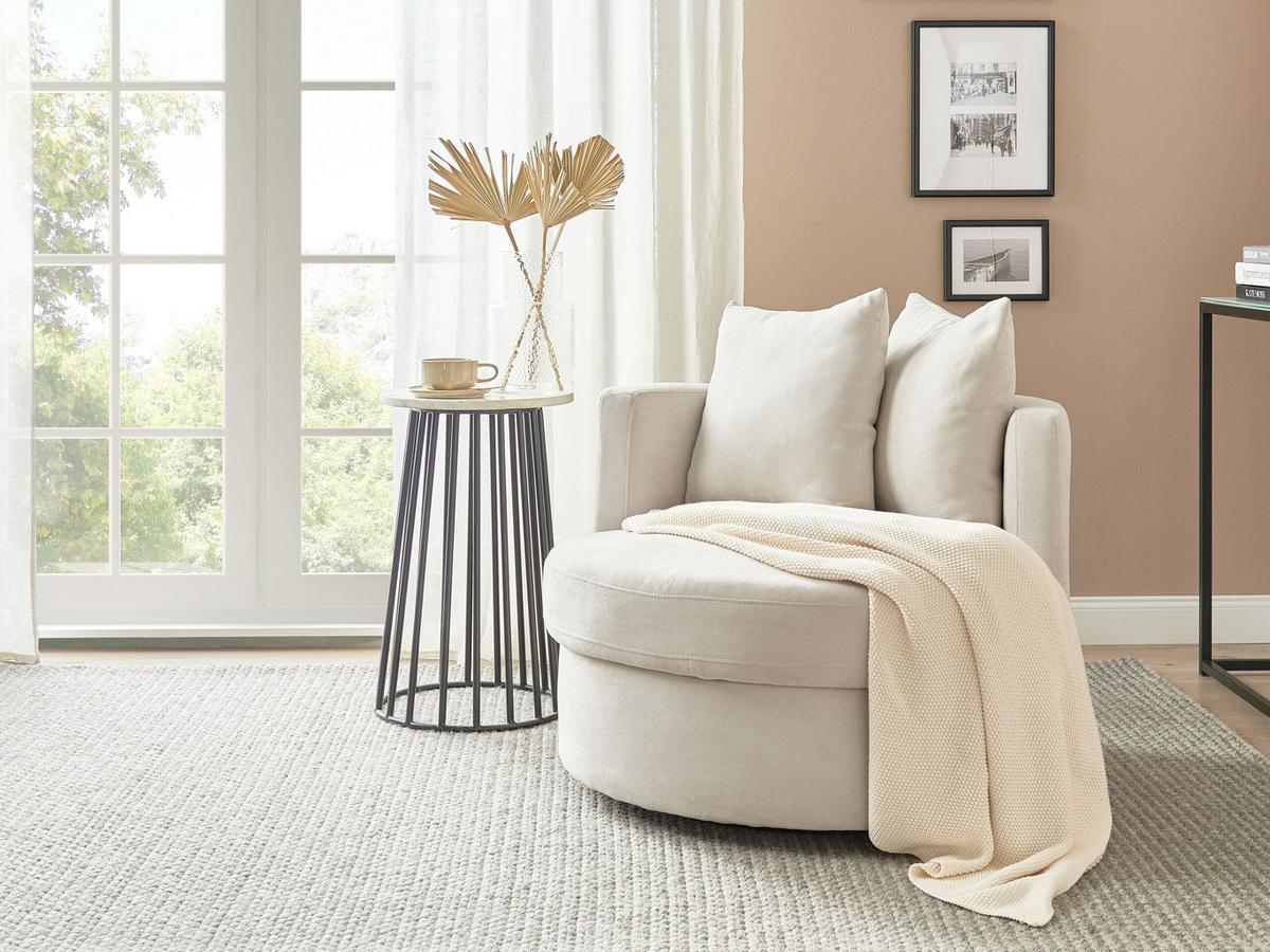 SESSEL Polsterbezug hellbeige mit Drehfunktion Dalby - Beige, Textil (82/61/82cm) - Beliani