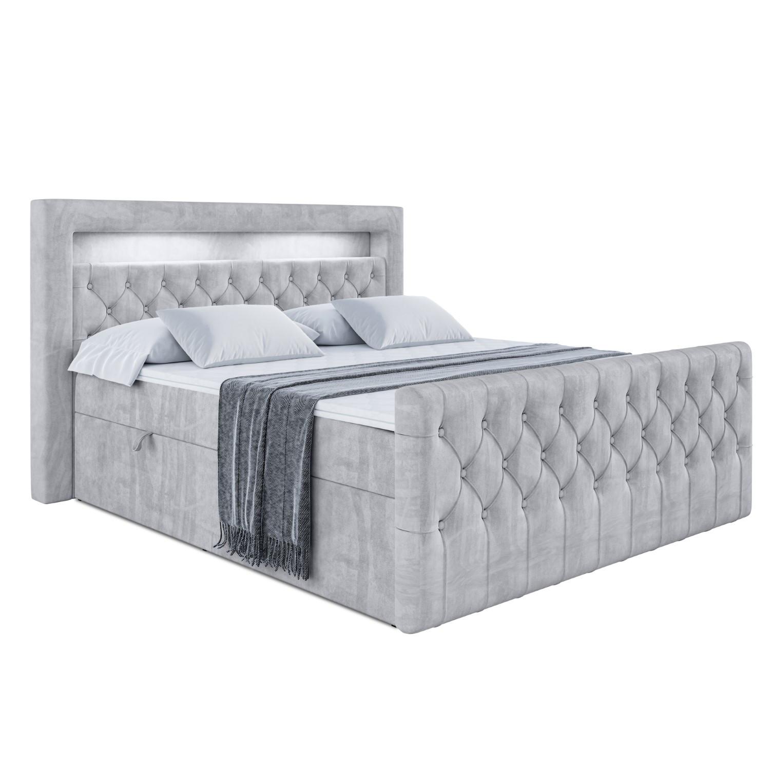 BOXBETT AURORA - 160x200 - H4 - Hellgrau - Hellgrau, Holzwerkstoff (160/200cm) - ALTDECOR