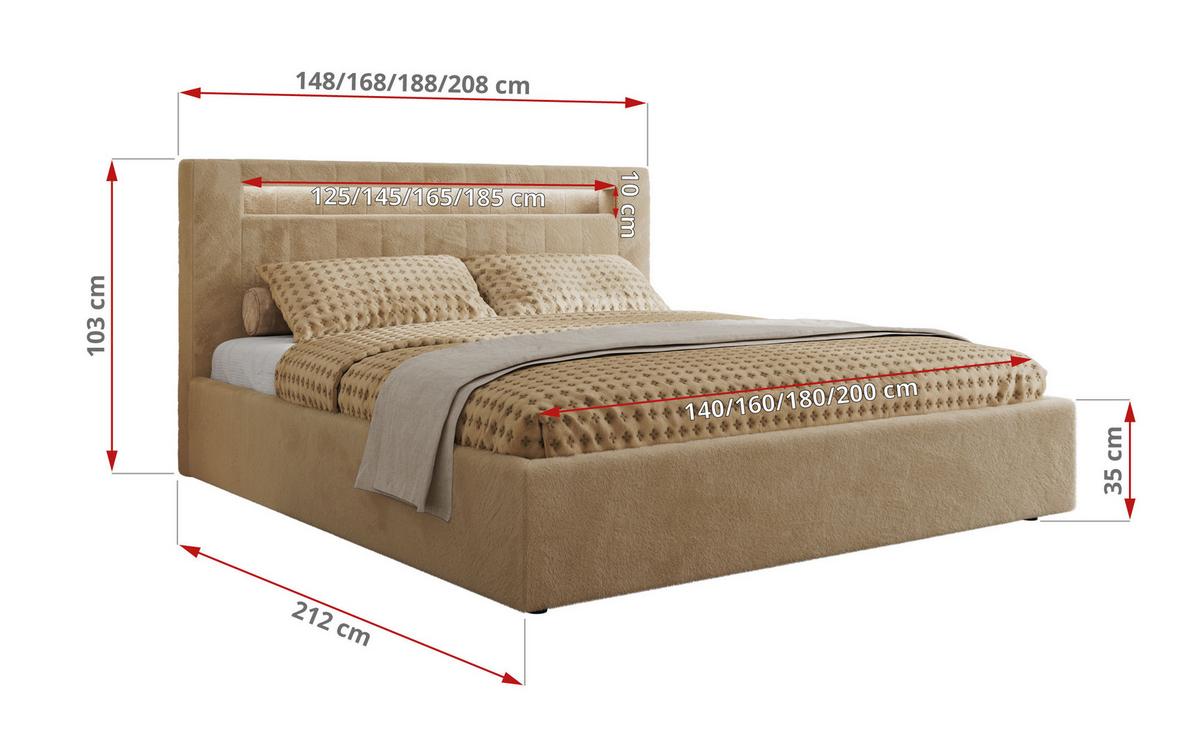 POLSTERBETT GOLD 5 CLASSIC 140/200 - Beige Plüsch - Multipocket-Matratze - Beige, Textil (140/200cm) - MKS