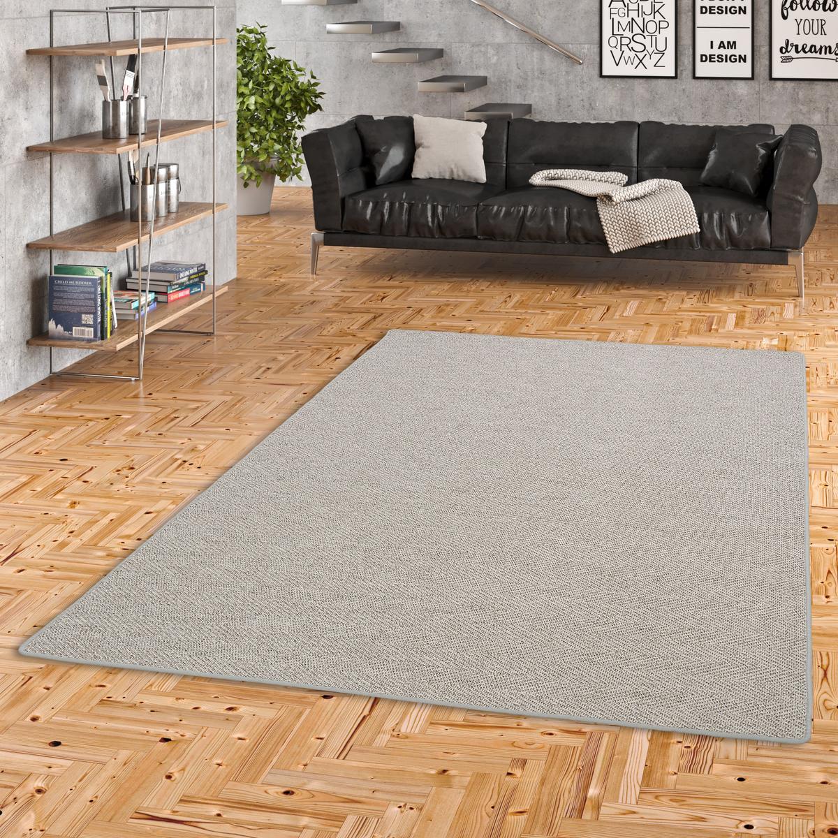 SISAL-OPTIK DESIGNER FLACHGEWEBE TEPPICH PURE MELIERT - Hellgrau, Textil (80/160cm) - Snapstyle