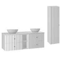 BADMÖBEL 140.6cm Izae 2er-Set Weiß - Weiß, Holzwerkstoff (140.6/52.2/46.5cm) - Petits-meubles