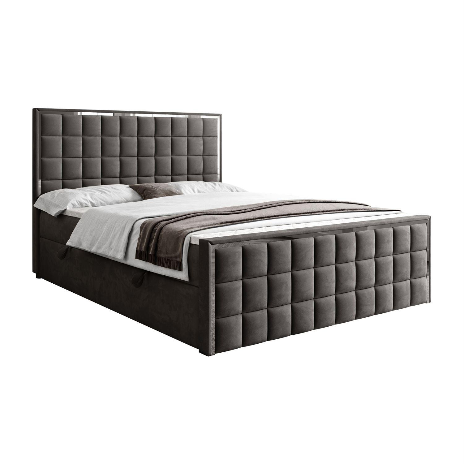 BOXSPRINGBETT ISADORA II SILVER mit Bettkasten und Topper 160x200 cm Royal Velvet 185 - Graphitfarben, Textil - Lookway