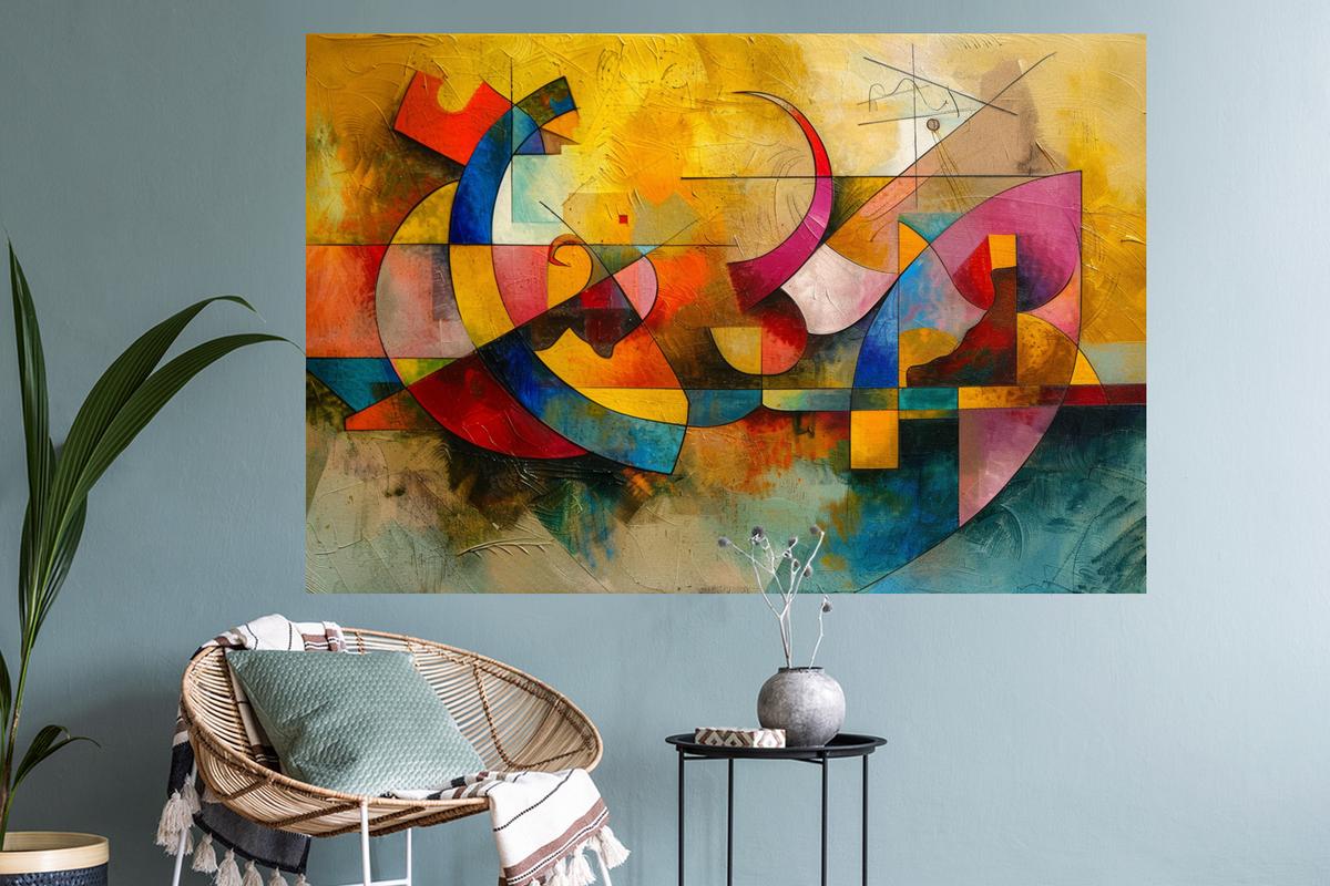 WANDTATTOO Kunst - Abstrakt - Modern Wandsticker 120x80 cm - Gelb, Kunststoff (120/80/0.1cm) - MuchoWow