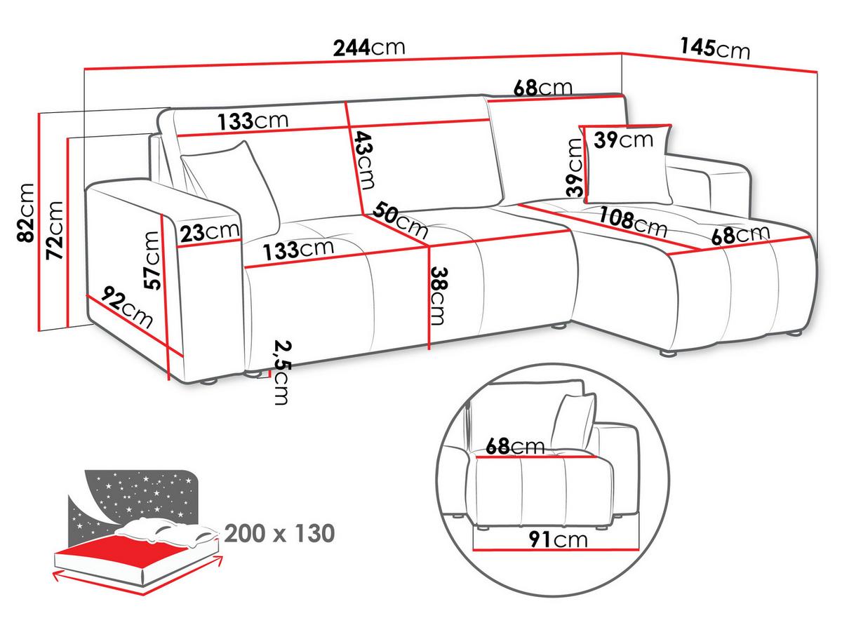 ECKSOFA Furyn Boucle - Schwarz/Naturfarben, Holzwerkstoff/Kunststoff (244/145cm) - MIRJAN24