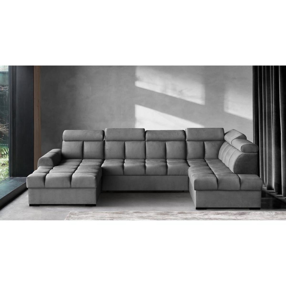 WOHNLANDSCHAFT Gomez U mit Schlaffunktion grau rechts - Grau, Textil (330/102/195cm) - Beautysofa