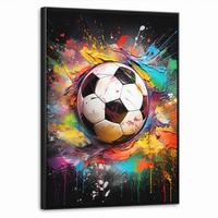 LEINWAND Bilder mit Rahmen - Fußball - Farbe - Farben - Schwarz - Weiß - 70x100 - Weiß, Textil (70/100cm) - MuchoWow